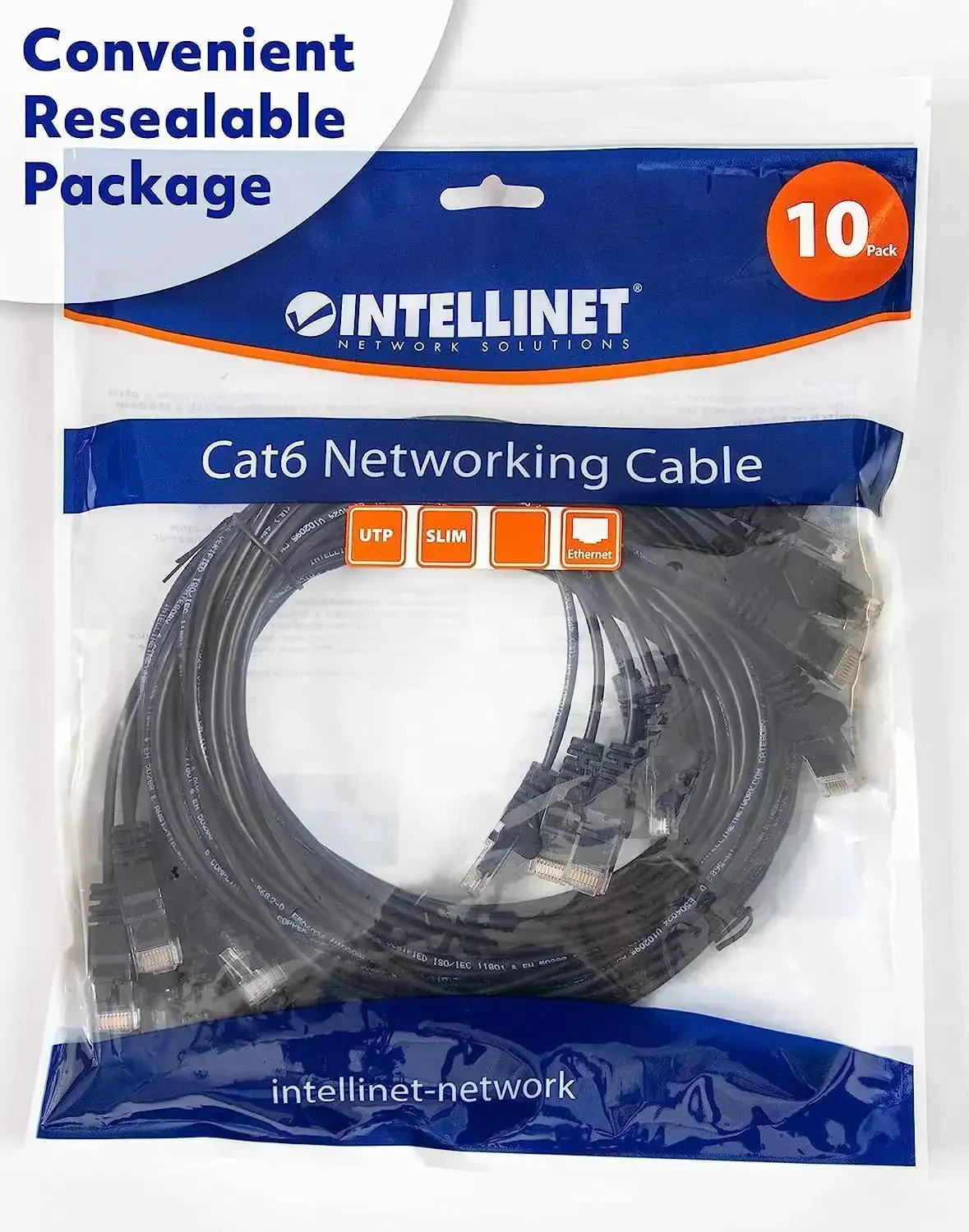 Slim Cat6 Ethernet Patch Cables 3 Ft, 10-Pack, 250 MHz, Snagless Boot, 30 AWG Bare Copper, Gold Plated Contacts, White, Lifetime Warranty, Great for Tight Cabinet Space and Corner Runs in Racks - Image 4