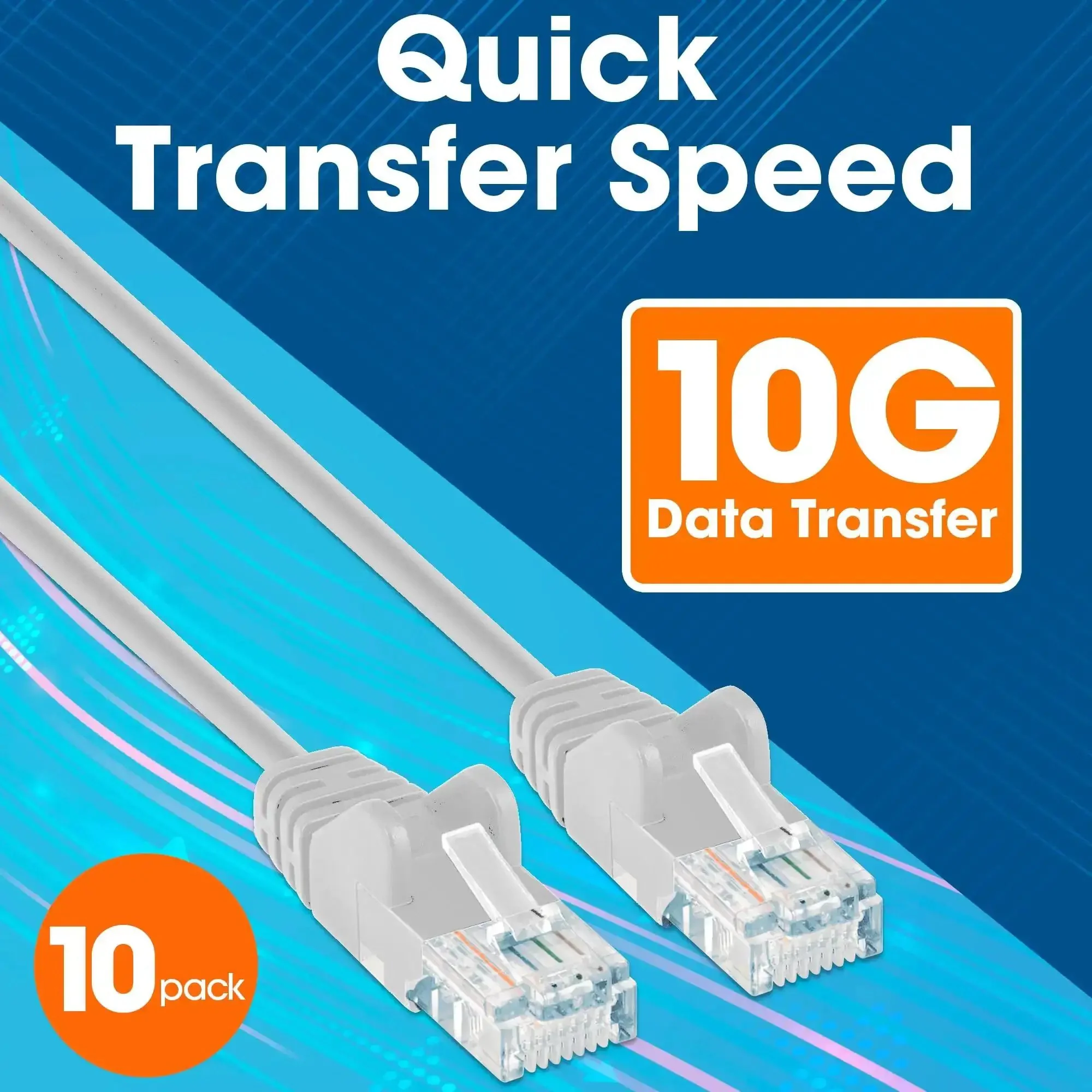 Slim Cat6 Ethernet Patch Cables 3 Ft, 10-Pack, 250 MHz, Snagless Boot, 30 AWG Bare Copper, Gold Plated Contacts, White, Lifetime Warranty, Great for Tight Cabinet Space and Corner Runs in Racks - Image 8
