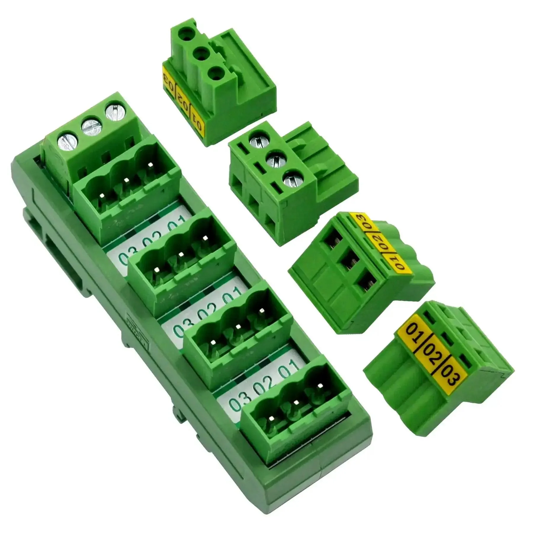 Slim DIN Rail Mount Pluggable Screw Terminal Block Distribution Module 15-Position 5x3, 300V 10A Per Position, 5.08mm Pitch, Top Wire Connect, 28AWG-12AWG, M2.5 Screws, PCB Mount Ready - Image 6