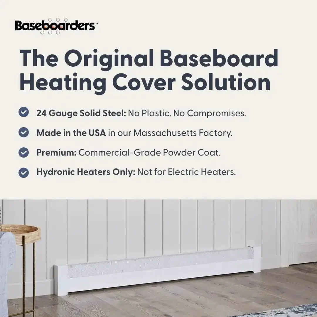 Slip On 5 Foot Galvanized Steel Baseboard Heater Cover White Rust Resistant For Hydronic Hot Water Systems Keeps Heater Dust Free And Boosts Energy Efficiency At Home - Image 7