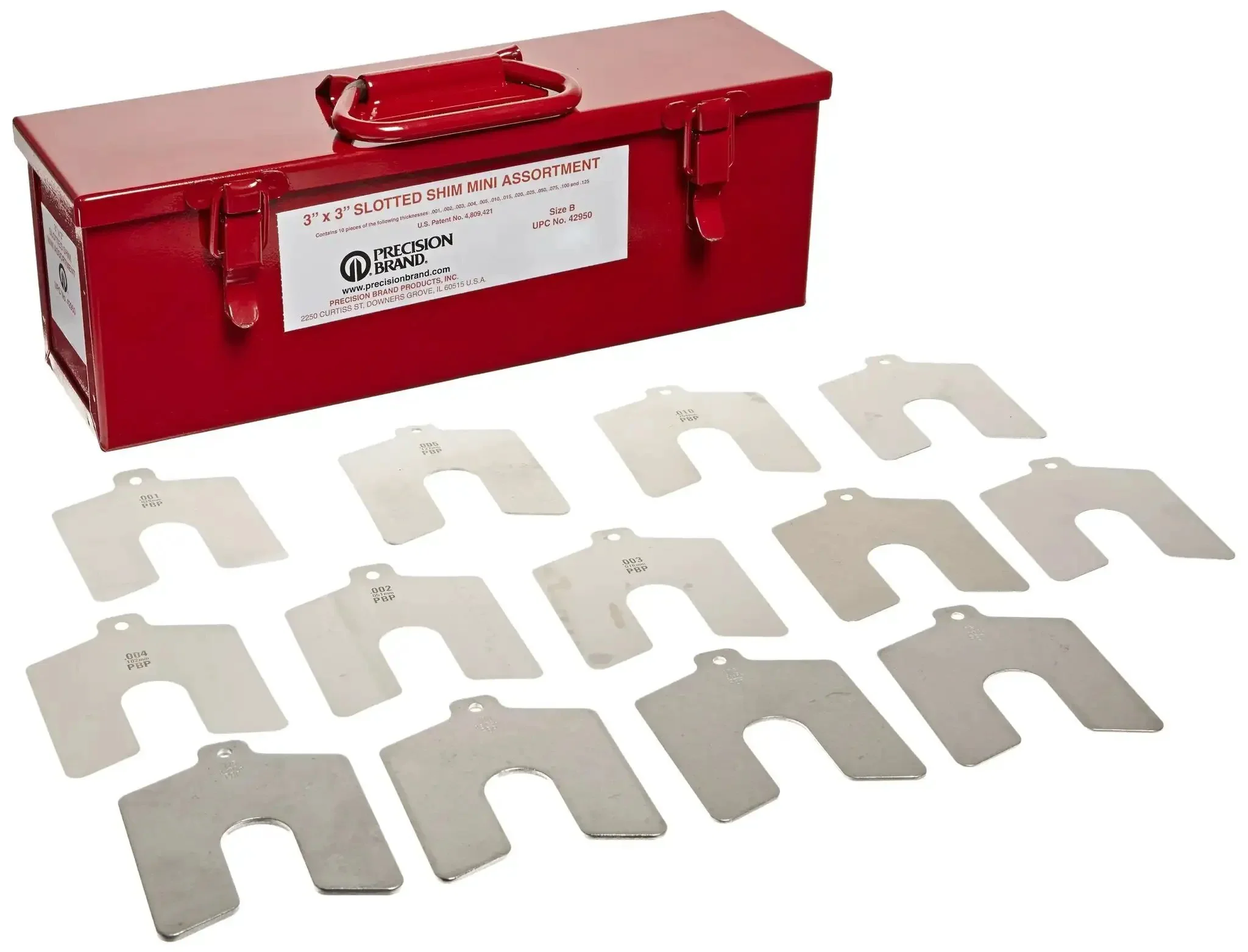 Slotted Shim Set 130 Piece Size B 3 By 3 Inch Stainless Steel 300 Series Mini Assortment With 0.001 To 0.125 Inch Thickness 0.875 Inch Slot Rust Resistant Durable Case The Go To Gear For Precise Spacing And Tight Tolerances