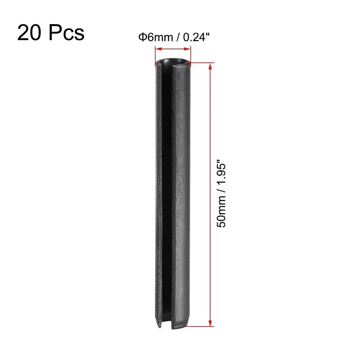 Slotted Spring Pin Kit 6mm By 50mm Plain Finish 65Mn Tension Pins Set Of 20 For Small Machine Projects Pro Grade Axial Slotted Pins With Chamfered Ends For Precise Positioning And Quick Fastening - Image 3