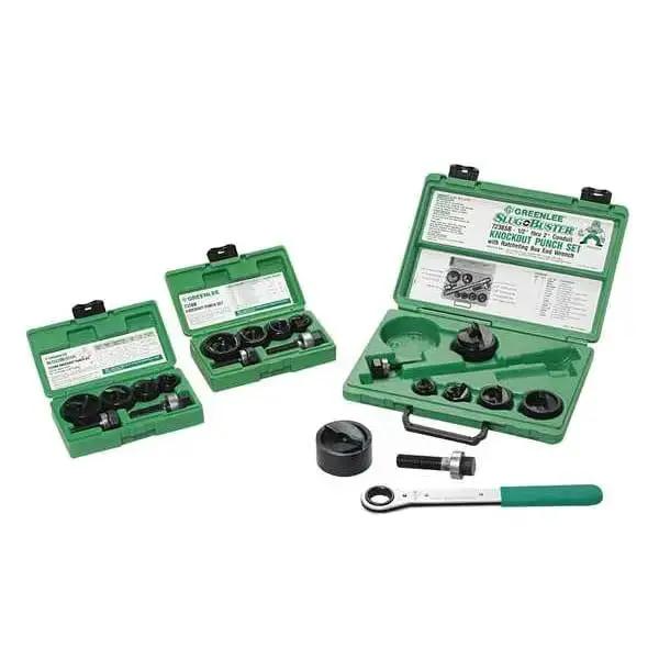 Slug Buster Knockout Punch Kit With Hex Ratchet Wrench For 1/2 Inch To 2 Inch Conduit Punches, Pro Grade 7/16 Inch And 3/4 Inch Draw Studs, Electrical Conduit Hole Cutter Kit, Low Carbon Steel - Image 2
