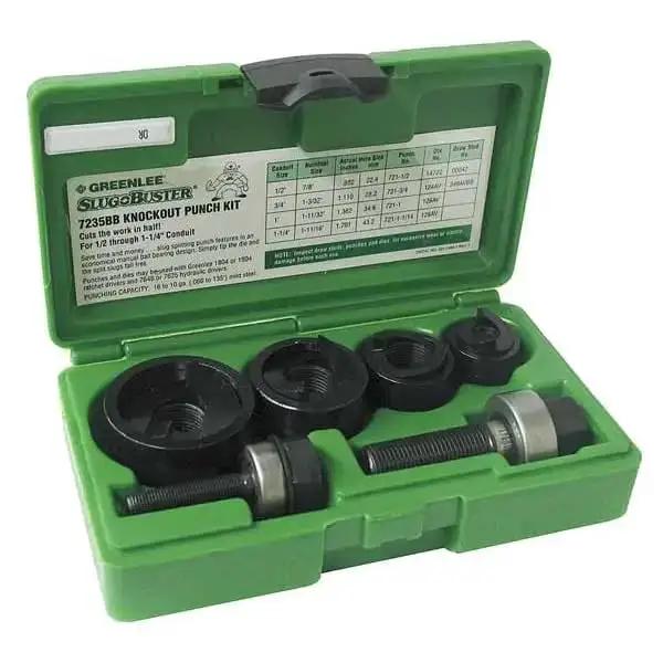 Slug Buster Knockout Punch Kit With Hex Ratchet Wrench For 1/2 Inch To 2 Inch Conduit Punches, Pro Grade 7/16 Inch And 3/4 Inch Draw Studs, Electrical Conduit Hole Cutter Kit, Low Carbon Steel - Image 5