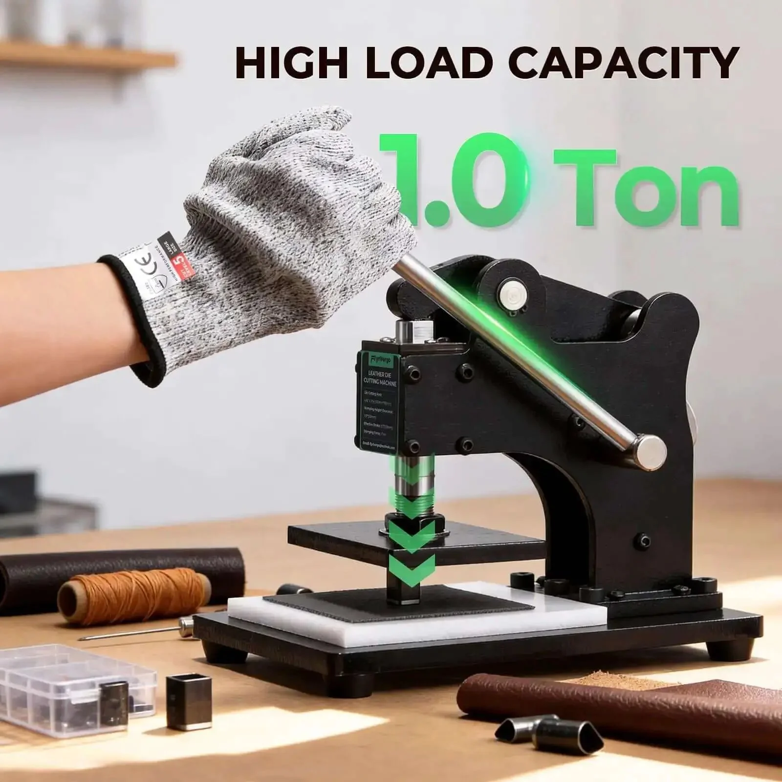 Small Leather Die Cutting Machine With 1 Ton Pressure And 18 Piece Die Set, Ultra Compact Desk Friendly For DIY Crafting, Manual Die Cutter Stamping Machine With Adjustable Stroke, Great For Home Projects - Image 4