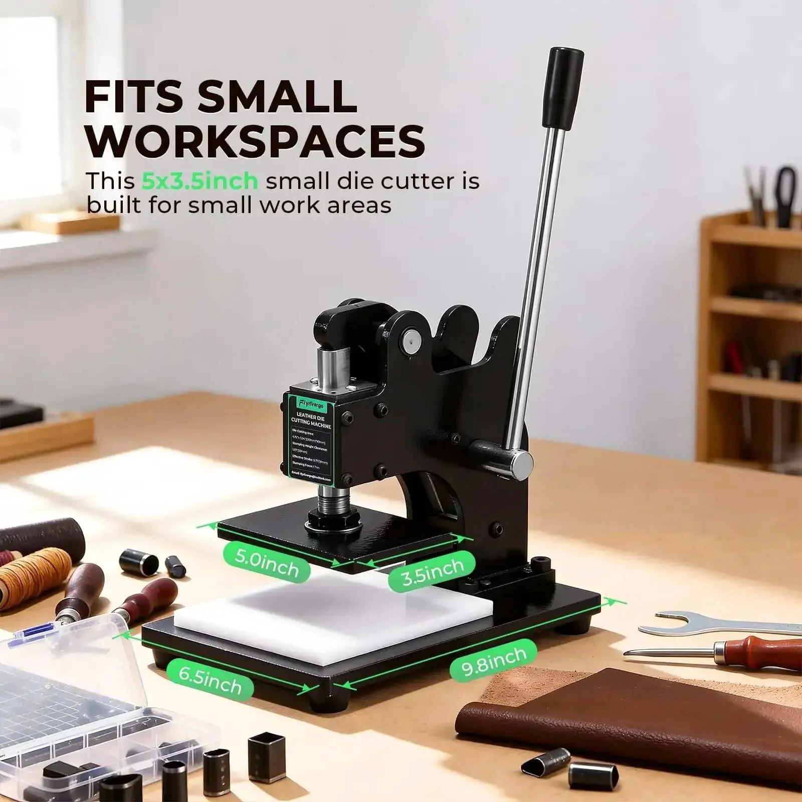 Small Leather Die Cutting Machine With 1 Ton Pressure And 18 Piece Die Set, Ultra Compact Desk Friendly For DIY Crafting, Manual Die Cutter Stamping Machine With Adjustable Stroke, Great For Home Projects - Image 7