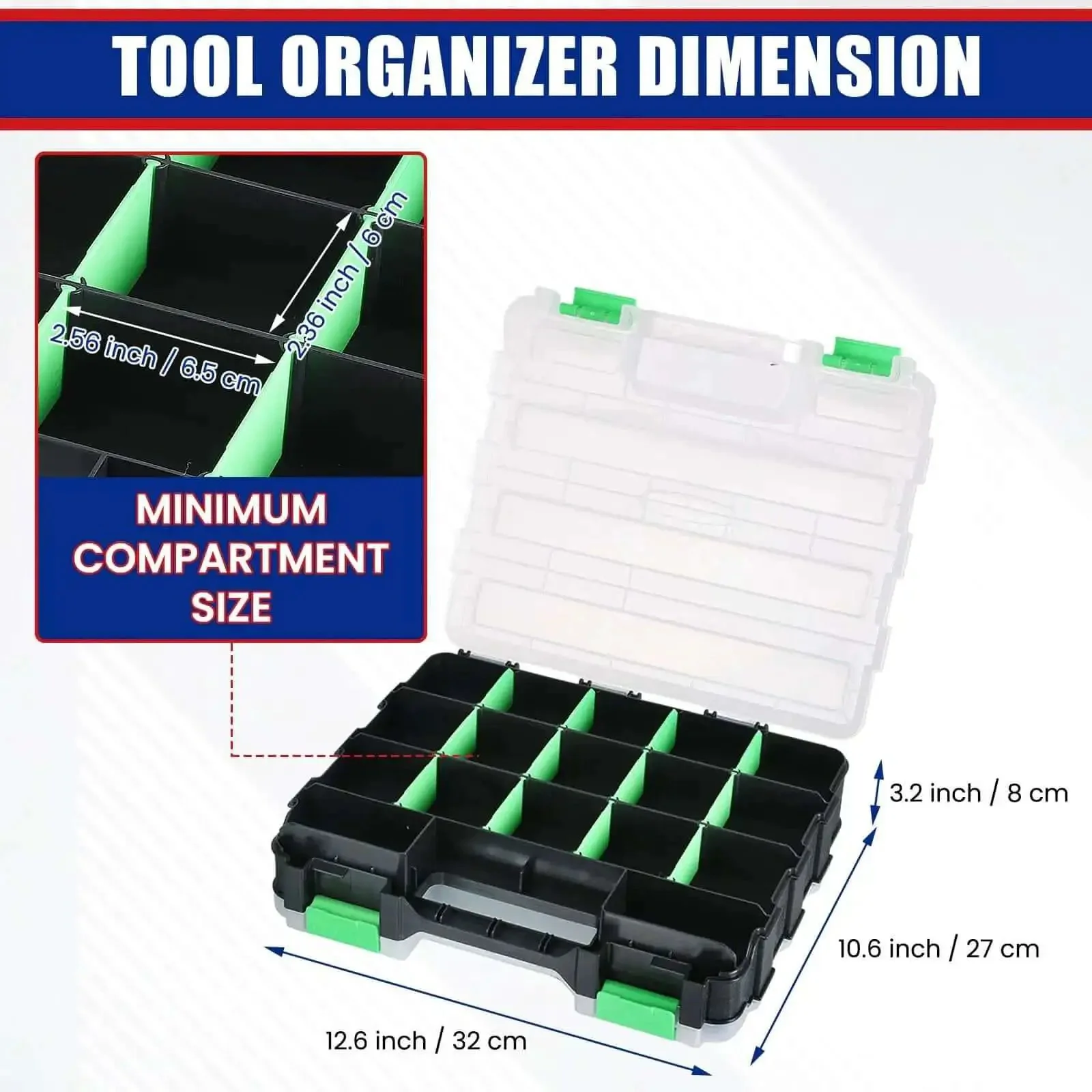 Small Parts Organizer And Hardware Storage Box Set Double Sided 34 Compartment Organizer With 24 Removable Dividers 2 Pack Green Grab And Go Ready For Screws Nuts Bolts Craft Tackle And DIY Projects - Image 6