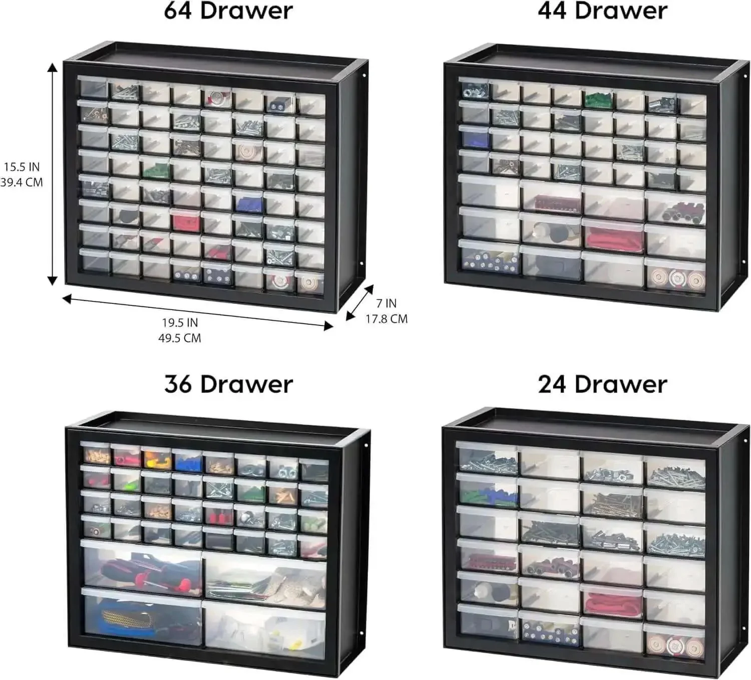 Small Parts Storage Cabinet With 44 Drawer Organizer For Screws Nuts Bolts Electronics Hardware Beads Crafts And More, Built Tough Made In USA Stackable Black Boss Grade - Image 7
