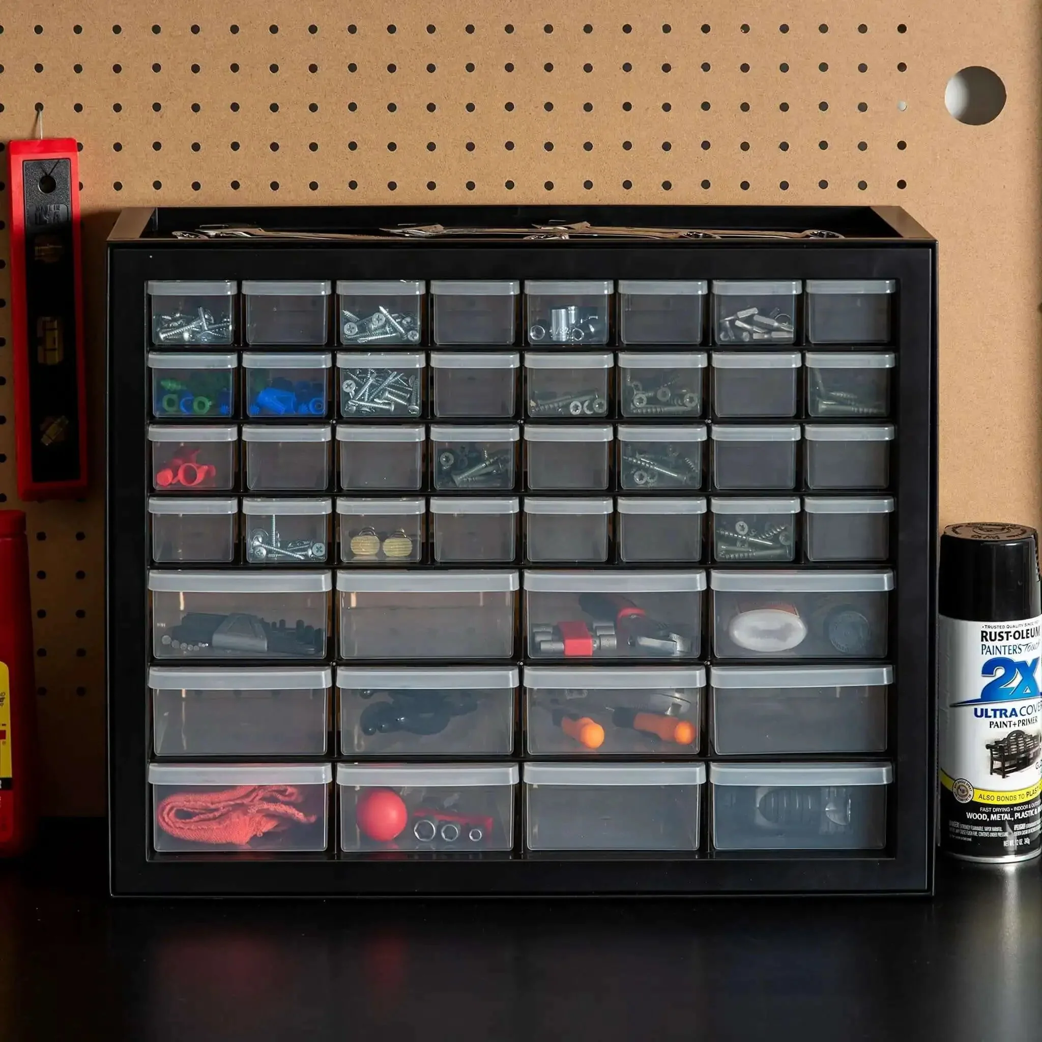 Small Parts Storage Cabinet With 44 Drawer Organizer For Screws Nuts Bolts Electronics Hardware Beads Crafts And More, Built Tough Made In USA Stackable Black Boss Grade - Image 9
