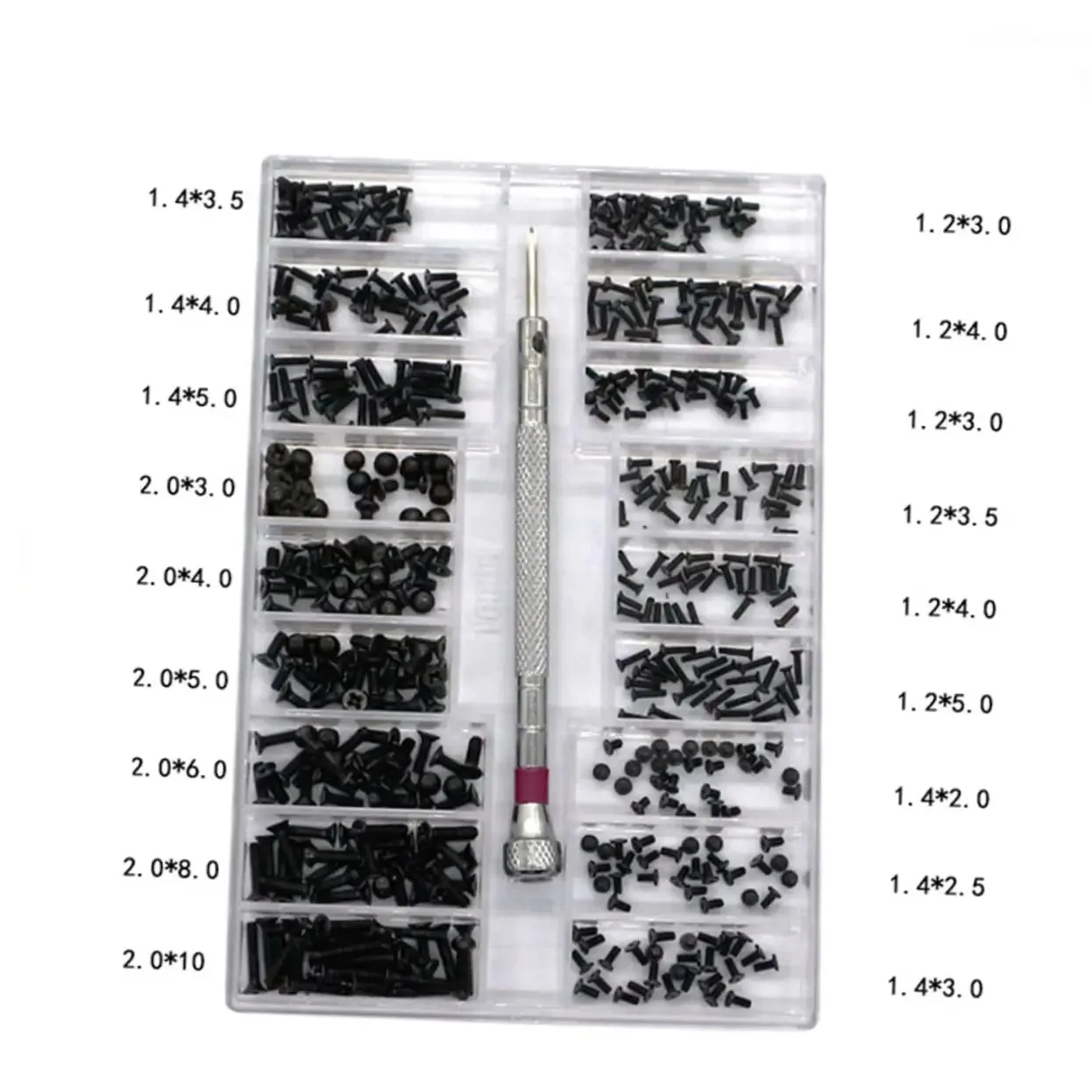 Small Screw Kit For Diyers And Pros Miniature Countersunk Flathead Screws In A Clear Storage Box Carbon Steel Perfect For Repairing Glasses Watches Electronics And More - Image 2