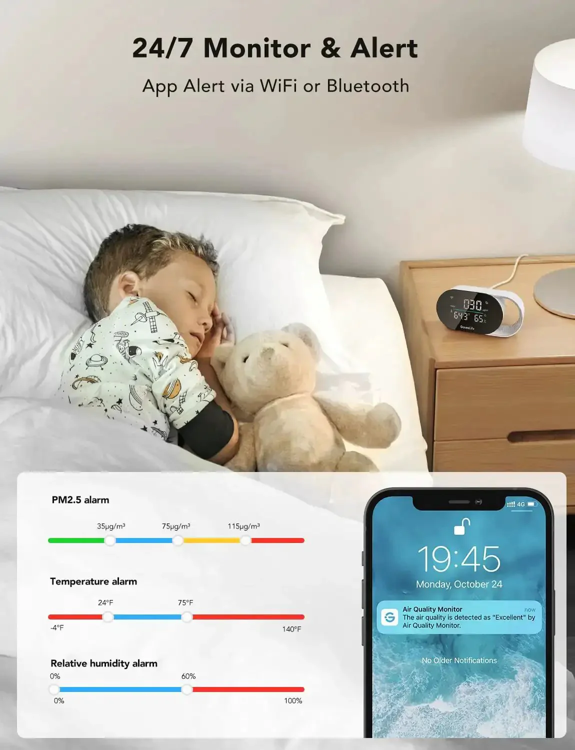 Smart Air Quality Monitor With PM2.5 Sensor, WiFi, Temperature And Humidity Tracking, LED Display, Ultra Fast Two-Second Refresh, Two-Year Data Storage, Ideal For Home Or Office - Image 5