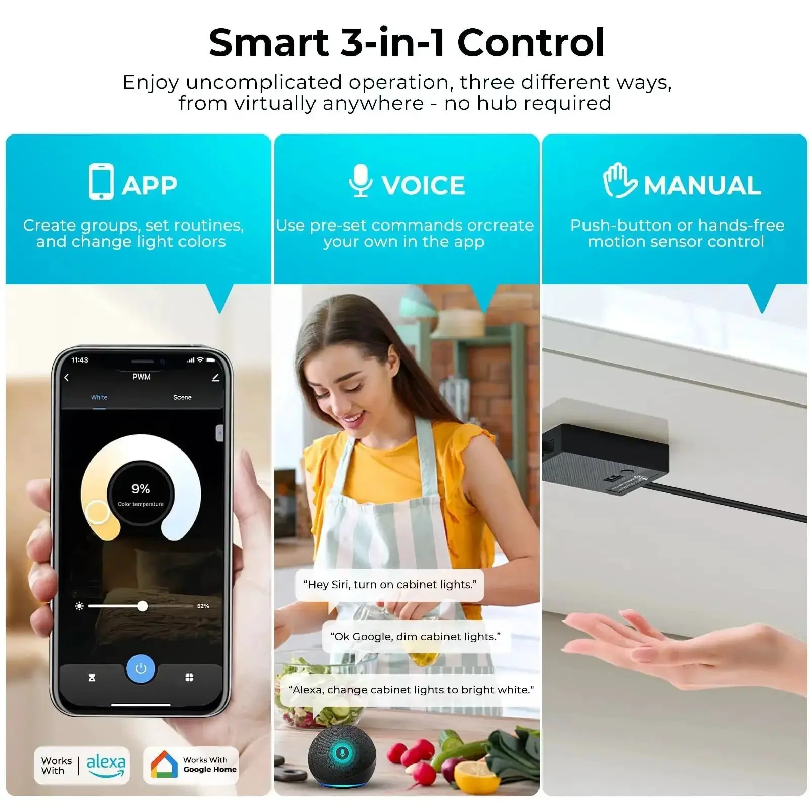 Smart Under Cabinet Lighting That Plays Nice With Alexa And Google Home App Or Remote Control Recessed Or Surface Mount Puck Lights For Kitchen Or Display Case 12V 2W Per Puck Dimmable 3000K To 6000K 10 Pack - Image 6