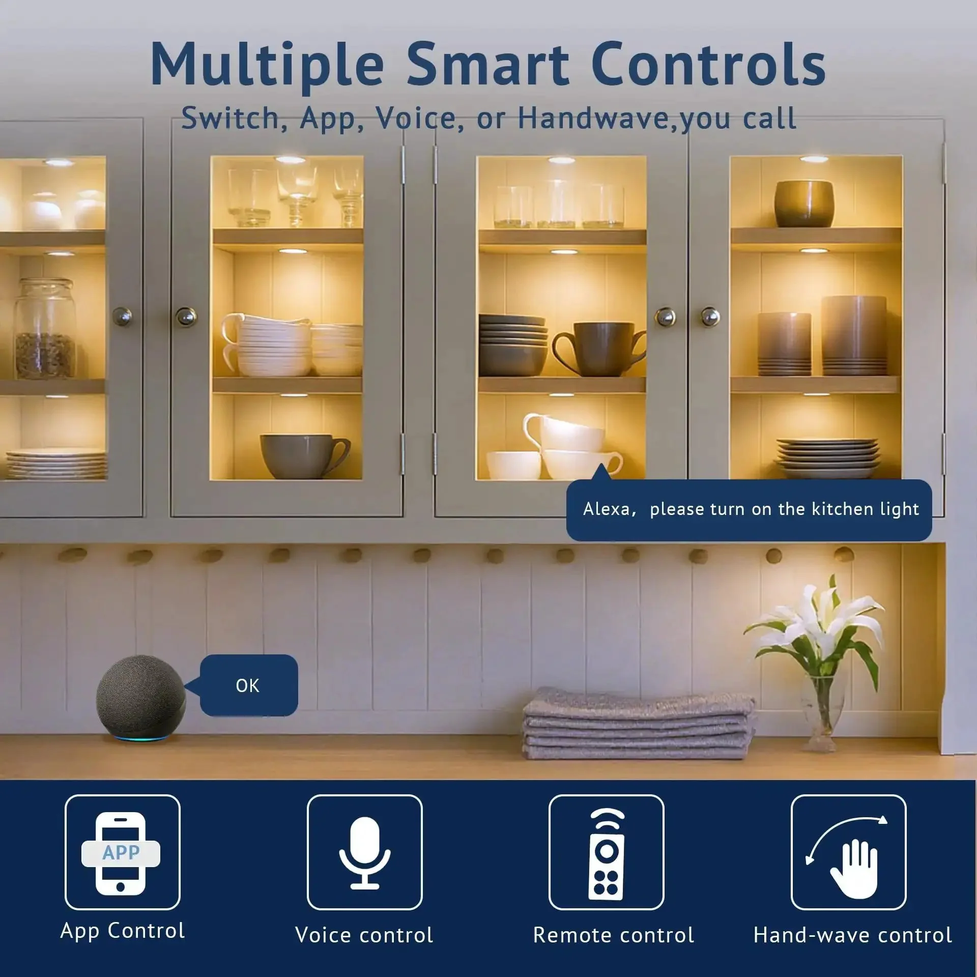 Smart Under Cabinet Puck Lights 4 Pack With App Control Voice Assistant And Motion Sensor Dimmable 2700K To 6500K Plug In Kitchen Closet Shelves Compatible With Alexa And Google Home No Hub Needed - Image 9