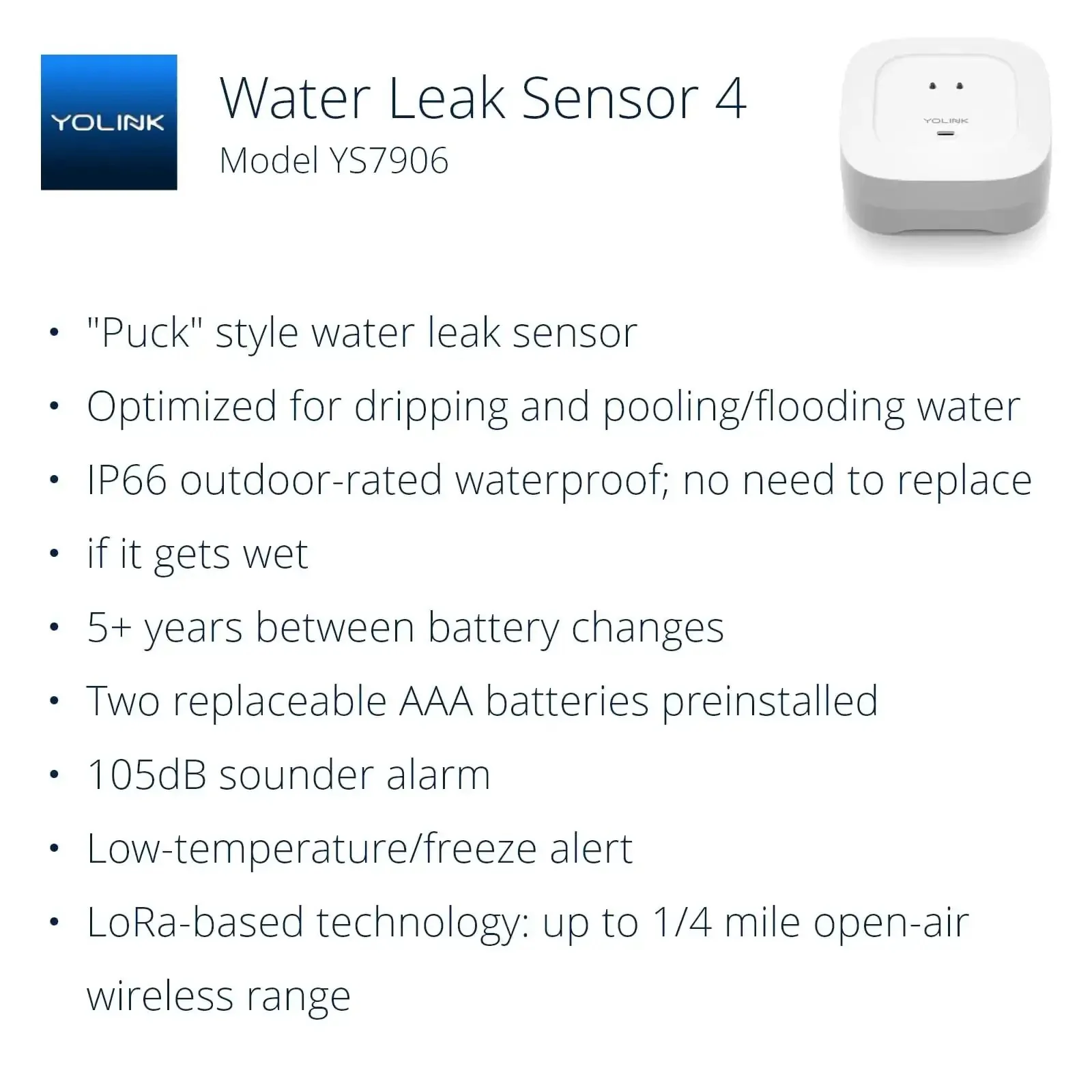 Smart Water Leak Detector 4 With 105dB Alarm, Freeze Warning, App Push, Email Alerts, Limited Text, Alexa And IFTTT Compatibility, One Quarter Mile LoRa Long Range Sensor, Hub Required - Image 9