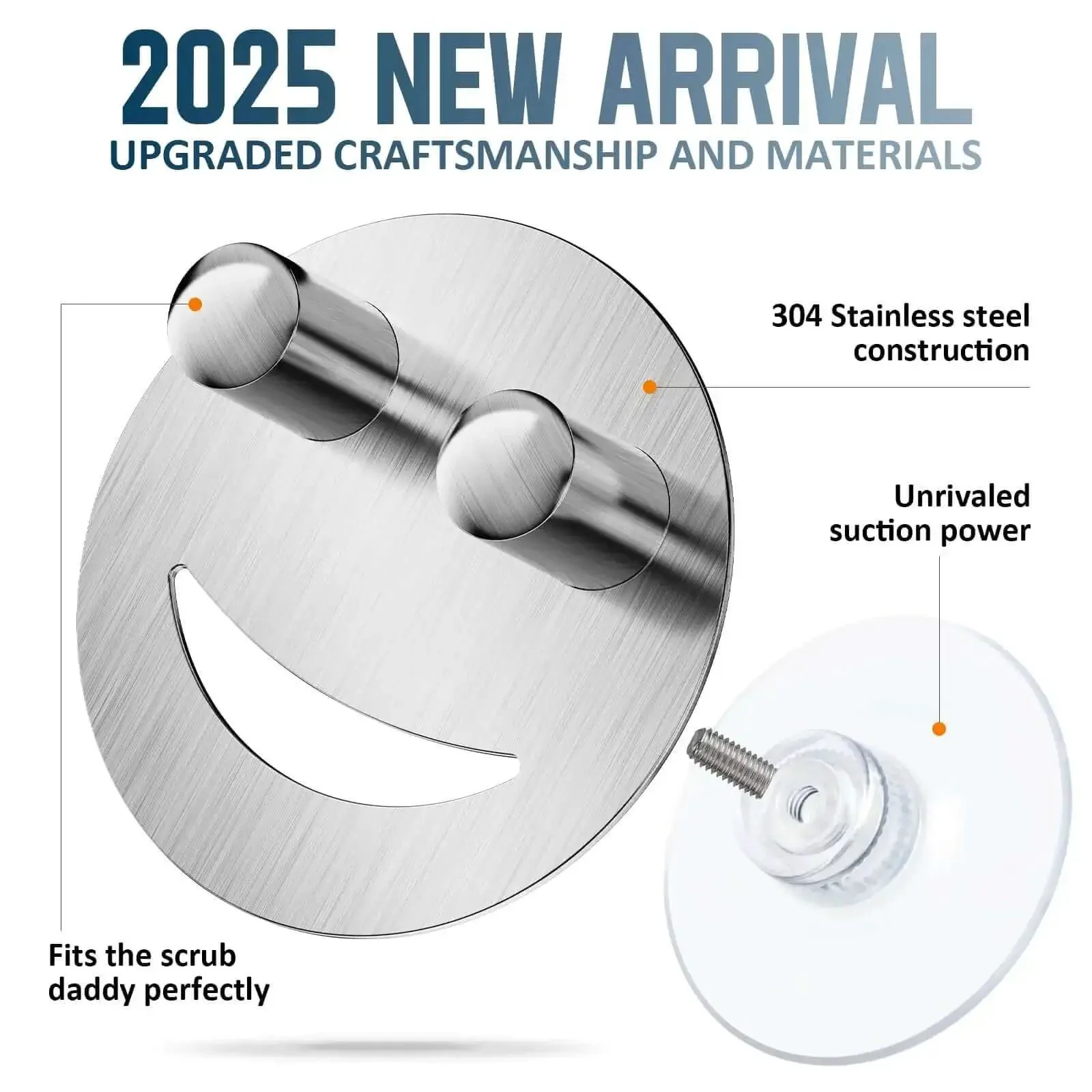 Smiley Face Stainless Steel Dish Sponge Holder With Suction Cup Silver Sink Caddy Organizer Storage For Kitchen RV And Apartment Scrubber Durable Space Saving Rust Resistant Modern Decor Accessories Gotta Have - Image 4