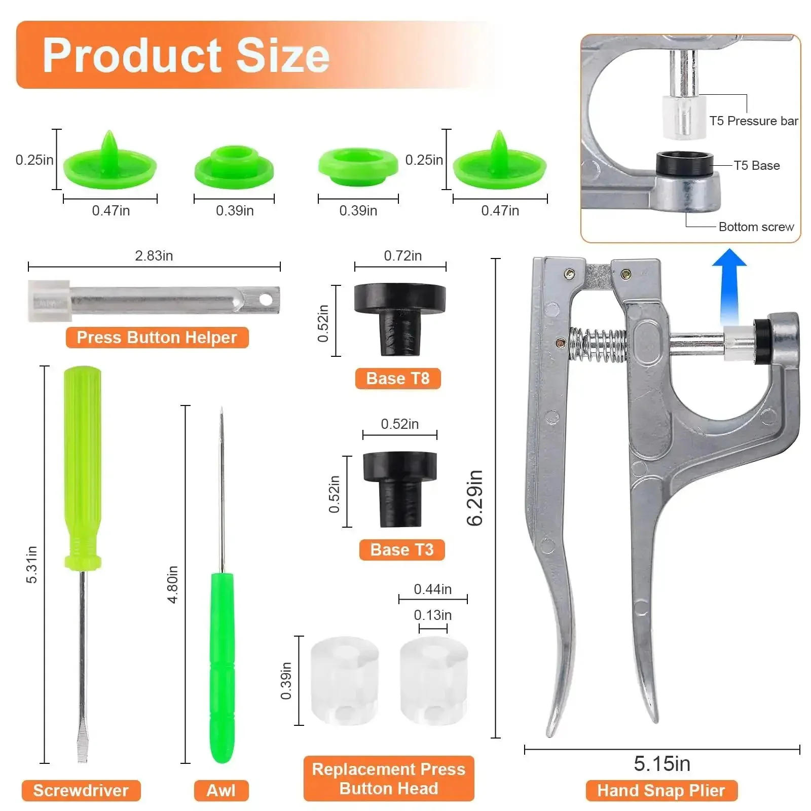 Snap Button Kit With Pliers And Tools 240 T5 Plastic Snaps For Fabric Snap Pliers Set For Sewing Clothing DIY Crafting 24 Color Variety Includes Storage Box Starter Fastener Tool Kit - Image 7