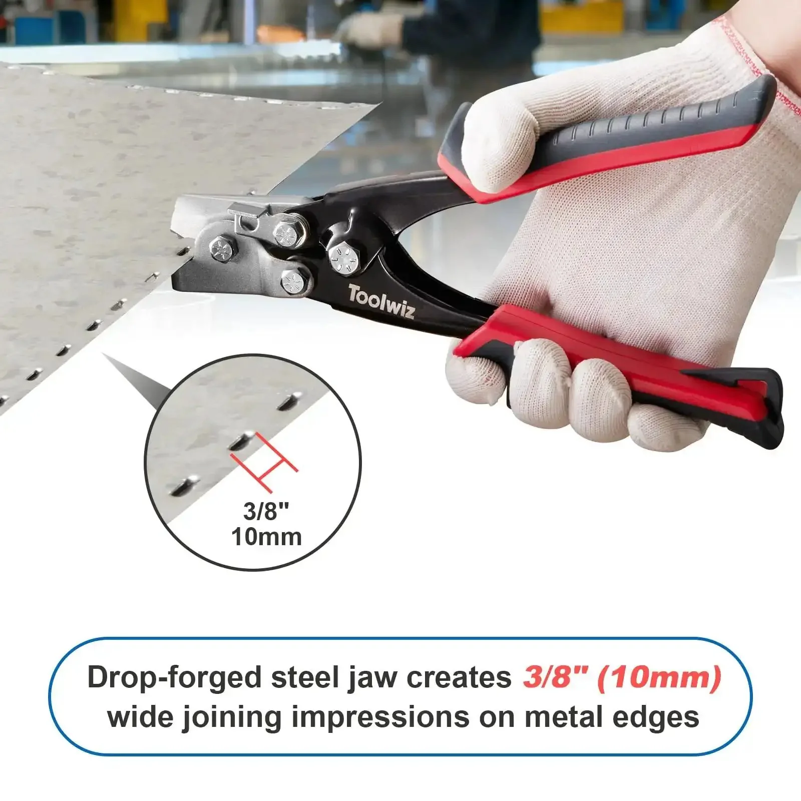 Snap Lock Punch Tool For Sheet Metal And Ductwork Drop Forged Steel Jaw Gutter End Cap Crimper Eight Point Five Inch Crimping Tool For Aluminum Siding HVAC Projects Tightening Crimping And Secure Joints - Image 6