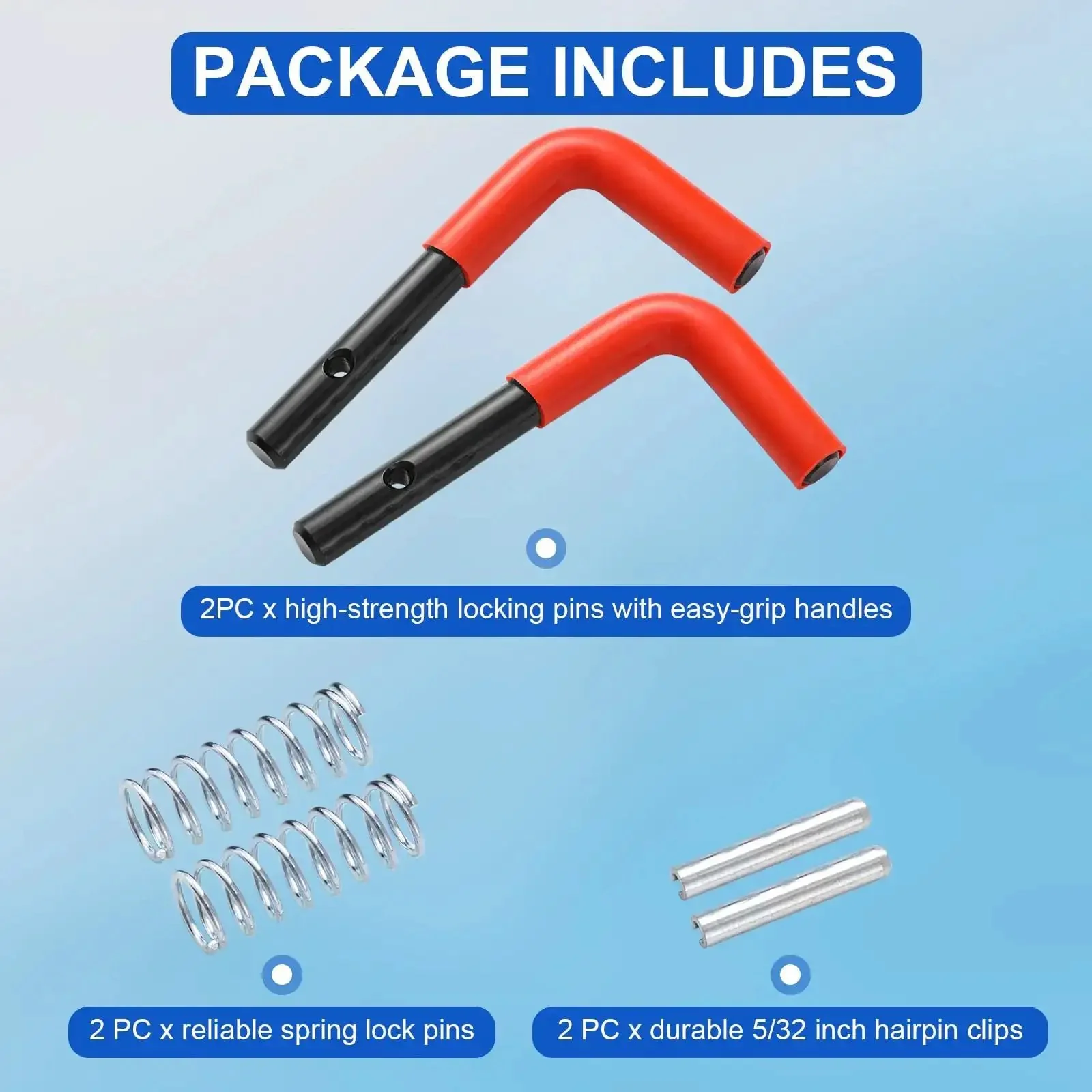 Snow Plow Stand Lock Pin Kit 67844 Compatible With Ultra Mount HTS Midweight Pro Plow Series With Handles Includes 2 Hairpin Clips And 2 Spring Lock Pins - Image 2