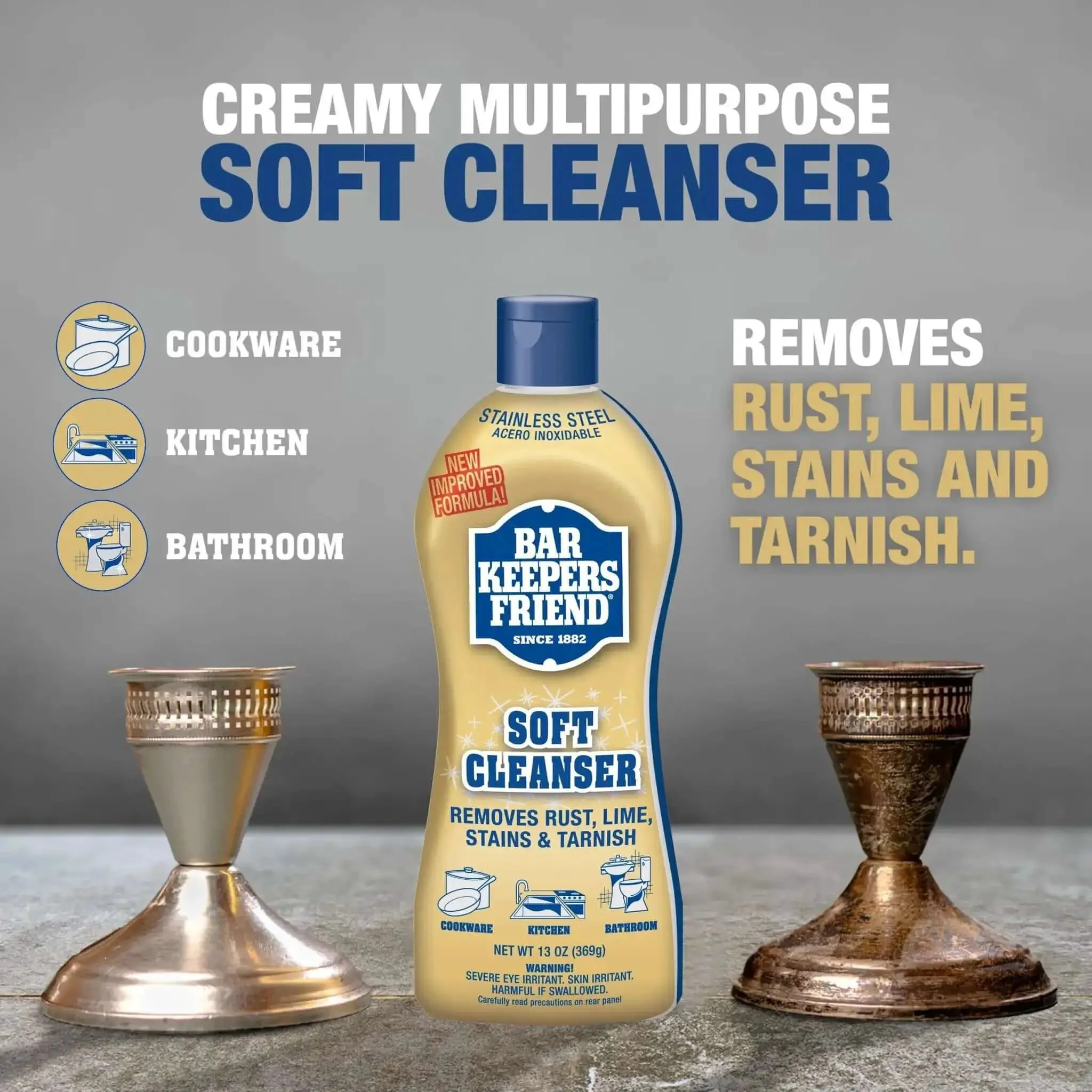 Soft Cleanser Liquid 2 Pack 13 Oz Bottles Multipurpose Cleaner and Rust Stain Remover for Stainless Steel Porcelain Ceramic Tile and More Tackle Grime Fast in Kitchen and Bath - Image 7