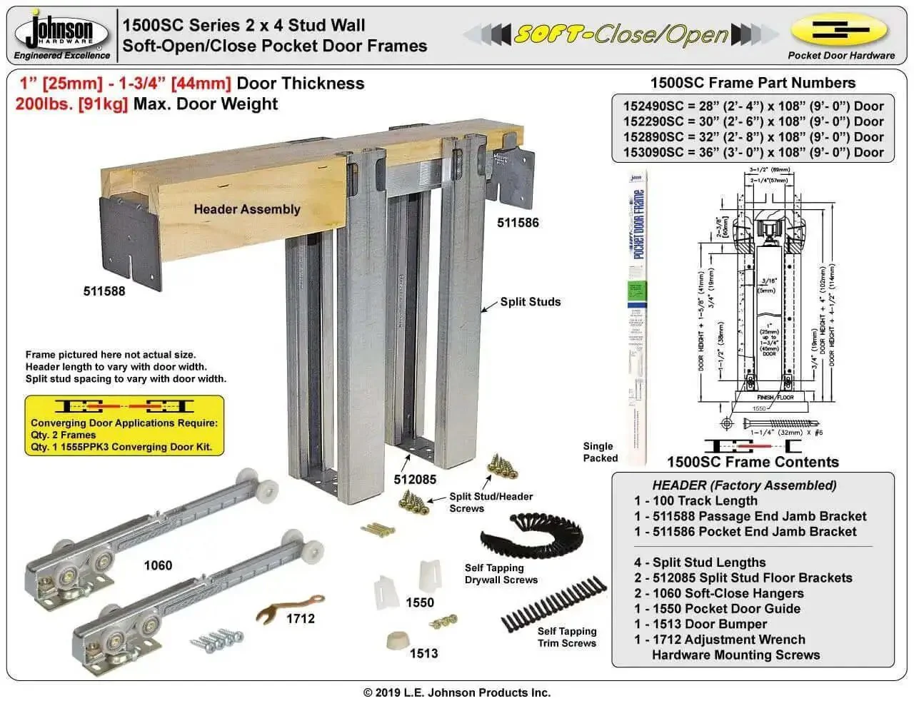 Soft Close Pocket Door Frame Kit for 2x4 Stud Walls 32x80 Inches Built for Heavy Duty Commercial Grade Steel With Smooth Quiet Closure and Easy Assembly Fits Standard Pocket Door Hardware - Image 2