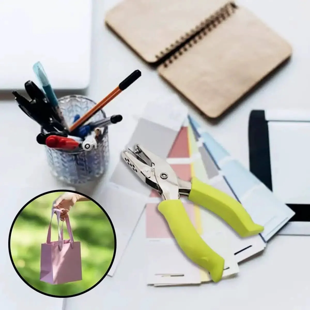 Soft Grip Hole Punch Set With Two Handy Mini Punches In One Quarter Inch And One Eighth Inch For Scrapbooks Home Office And School Projects Ideal For Scrapbook Pages Journals Card Making And DIY Crafts - Image 4