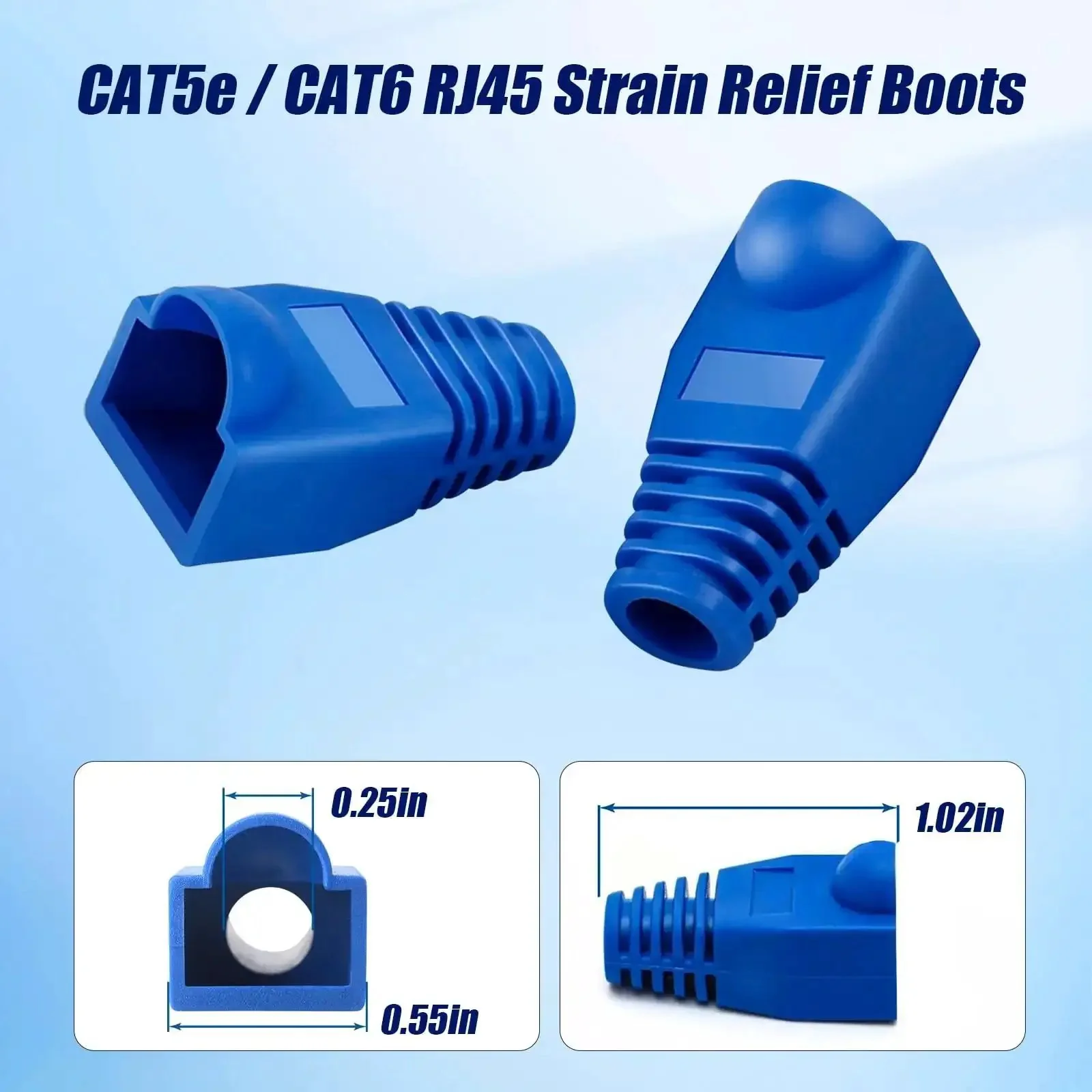 Soft PVC RJ45 Strain Relief Boots For Cat5 Cat5e Cat6 Cables Blue 100 Pack Easy Fit Protects Connectors From Dust And Bending Stress And Extends Patch Cable Life - Image 9