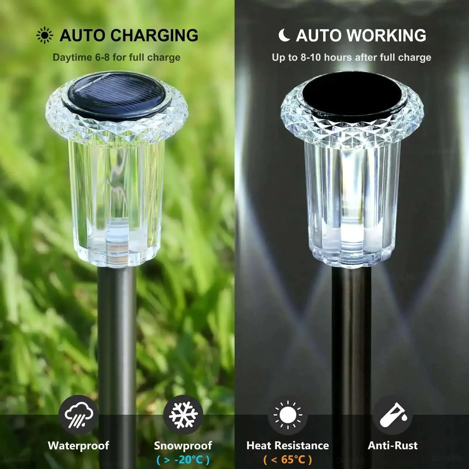 Solar LED Outdoor Stake Lights Pack Of 10 Waterproof Stainless Steel Yard Pathway Garden Driveway Walkway Landscape Lighting 6000K Cool White Easy Setup Weatherproof No Hassle - Image 8