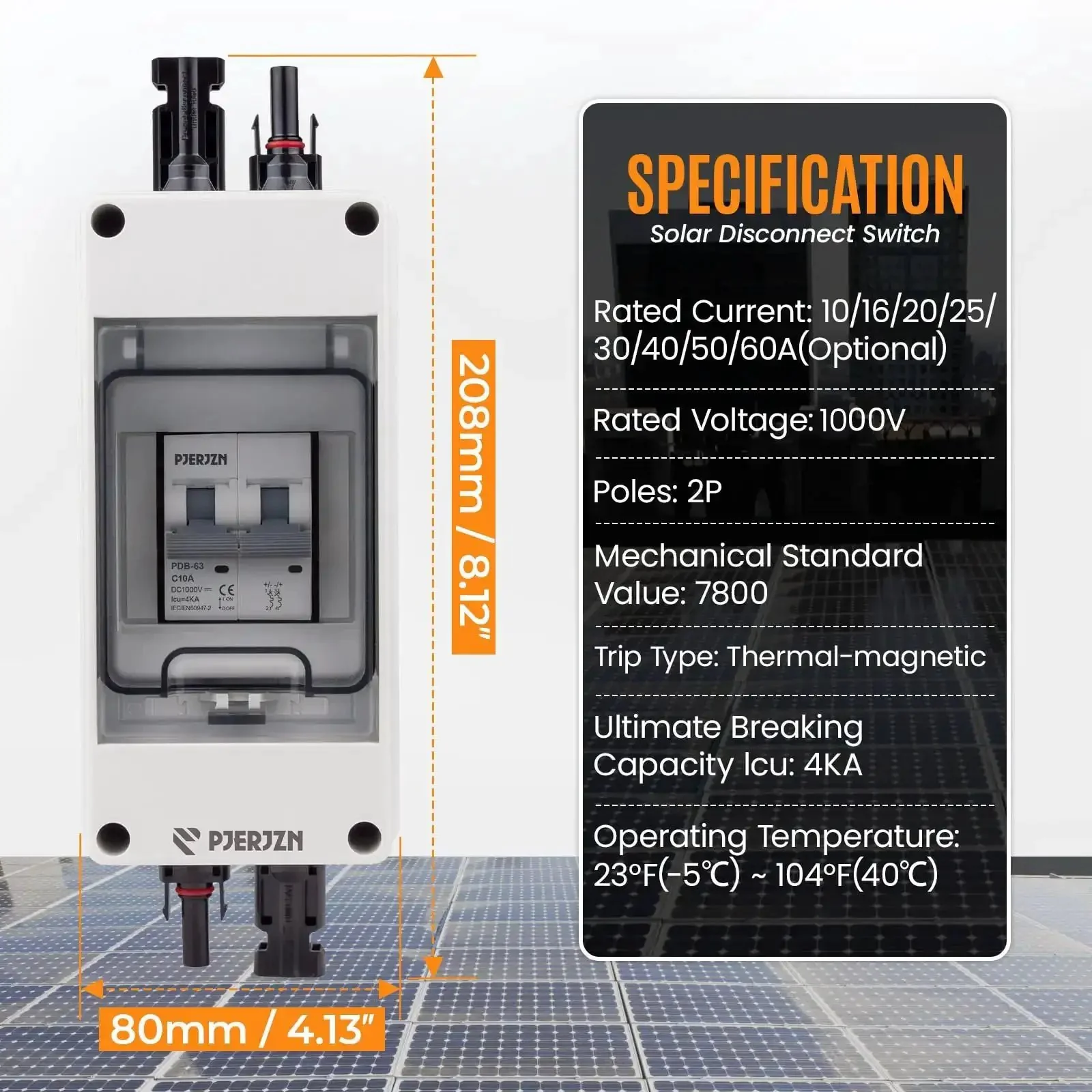 Solar Panel Disconnect Switch 1000V 60A PV Breaker Box Outdoor Enclosure For Solar PV Panels Home Battery Storage Heavy Duty Quick Install Ready To Use - Image 4