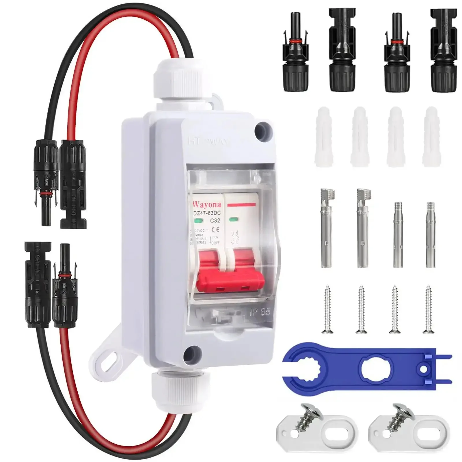 Solar Panel Disconnect Switch With IP65 Waterproof Rating Back Mounted DC 500V 32A Mini Circuit Breaker Box For Outdoor Solar PV Systems Safe System Isolation And Easy Installation Built Tough For Real World Outdoor Installations