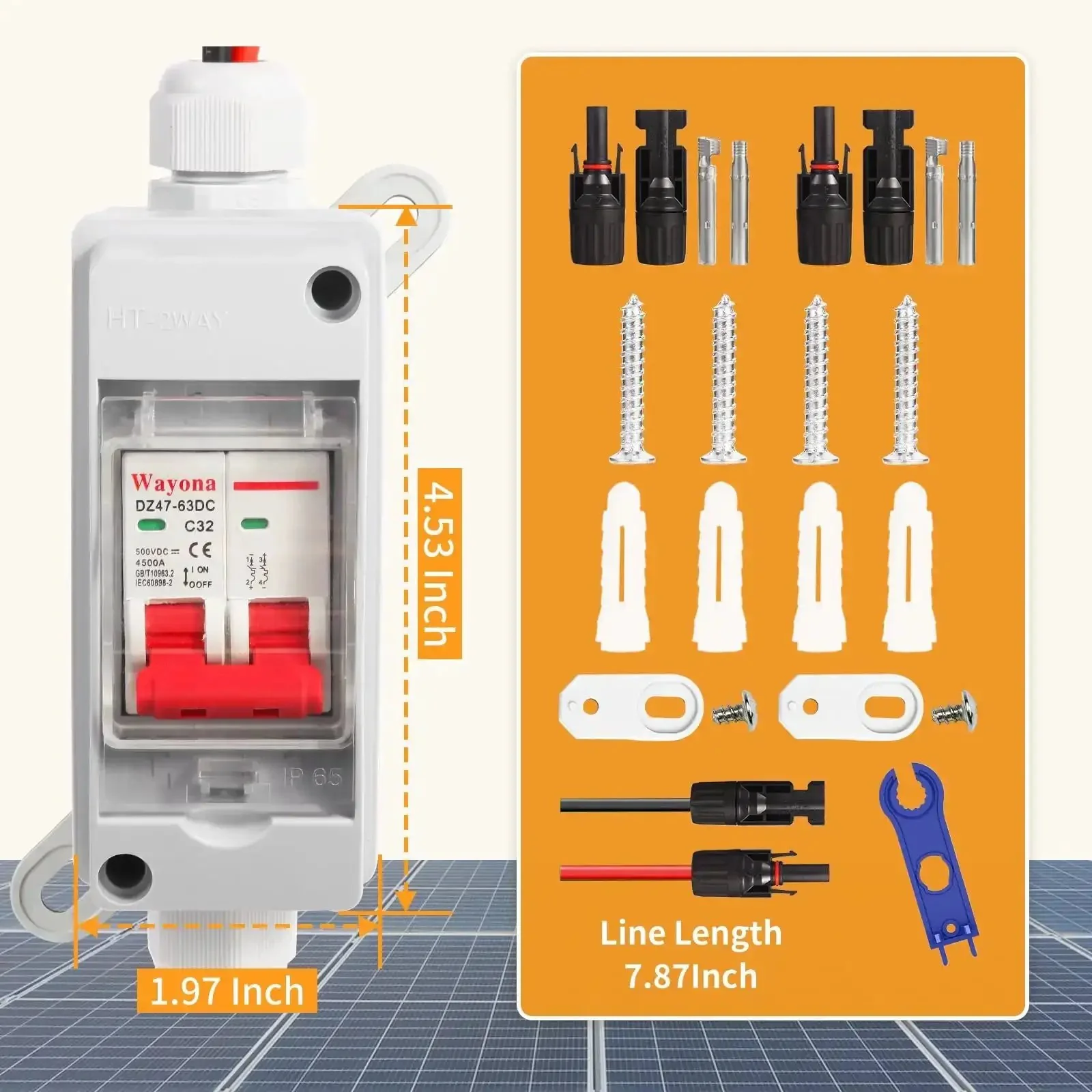 Solar Panel Disconnect Switch With IP65 Waterproof Rating Back Mounted DC 500V 32A Mini Circuit Breaker Box For Outdoor Solar PV Systems Safe System Isolation And Easy Installation Built Tough For Real World Outdoor Installations - Image 3