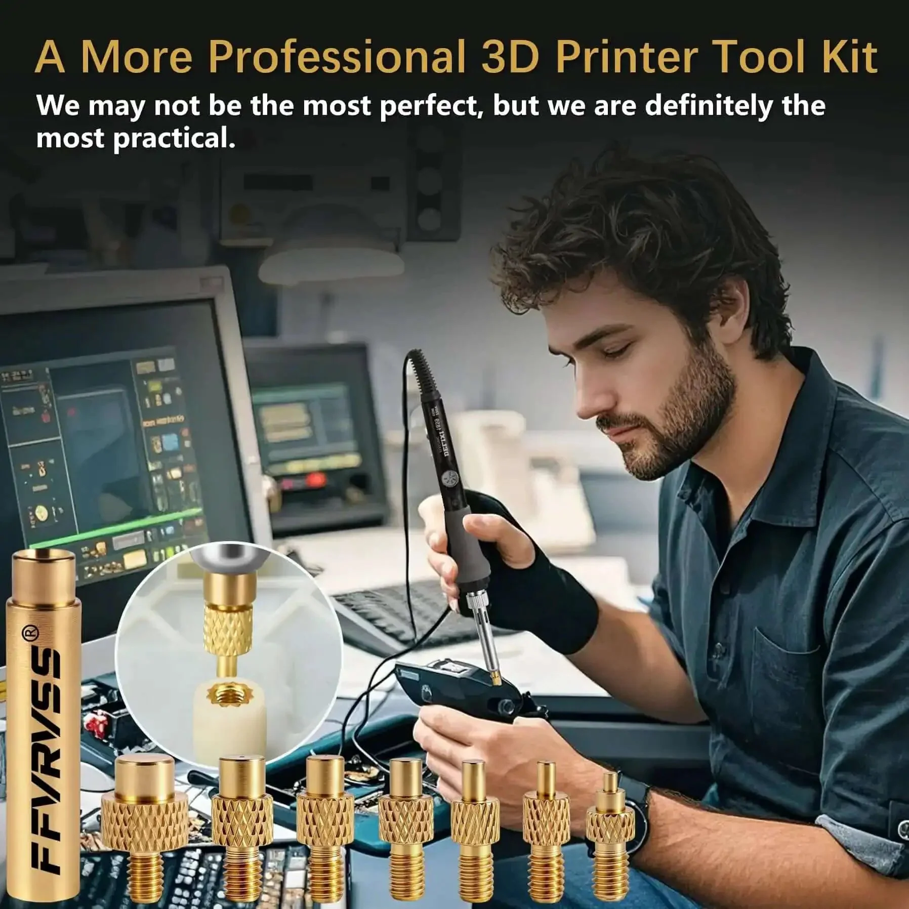 Soldering Tips And Heat Set Insert Kit For Thread Inserts M2 M2.5 M3 M4 M5 M6 M8 Soldering Iron Adapters Compatible With 900M T18 FX-888D Budget Friendly 3D Printer Component Toolkit - Image 5