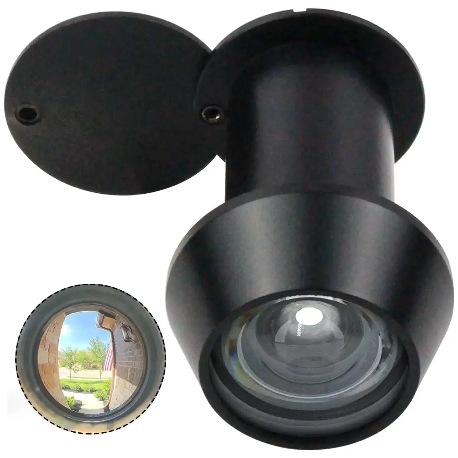 Solid Brass 220-Degree Door Viewer Peephole With Heavy Duty Rotating Privacy Cover Ultra Wide HD Lens Fits Doors From 1 3/8 To 2 23/64 Inches Great For Home Office Hotel Security Black