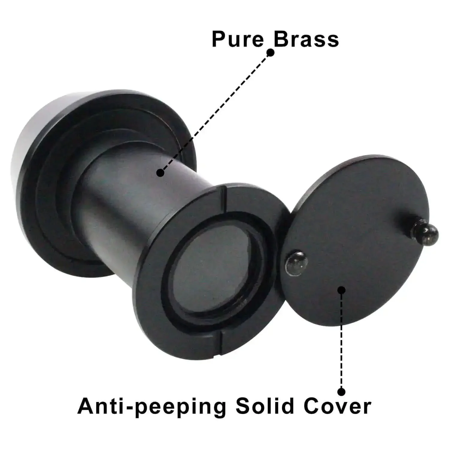 Solid Brass 220-Degree Door Viewer Peephole With Heavy Duty Rotating Privacy Cover Ultra Wide HD Lens Fits Doors From 1 3/8 To 2 23/64 Inches Great For Home Office Hotel Security Black - Image 5