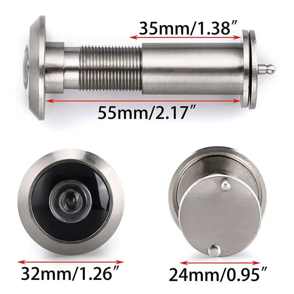 Solid Brass 220 Degree Door Viewer With Rotating Privacy Cover For Doors From About 1.38 Inches To 2.17 Inches Easy Install Peephole For Home Office And Hotel Security Wide Angle Clear View 2 Pack Silver - Image 7