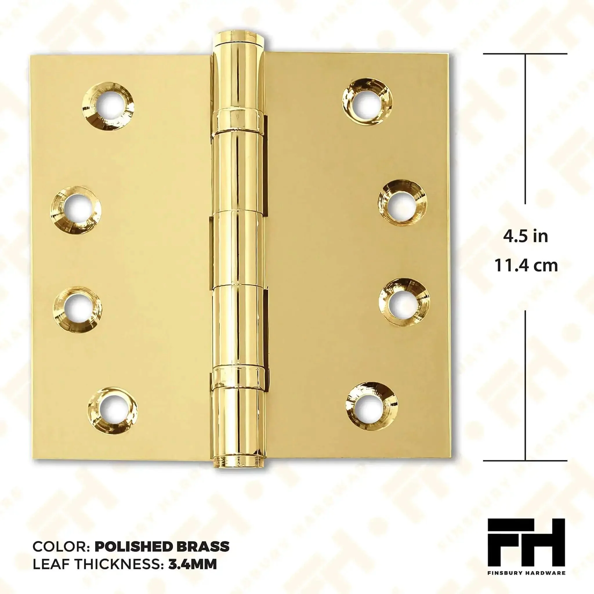 Solid Brass Ball Bearing Door Hinges Heavy Duty 4.5 x 4.5 Inch Polished Gold Finish Set Of 12 Hinges For Exterior Or Interior Doors With Smooth Operation And Long Life - Image 7