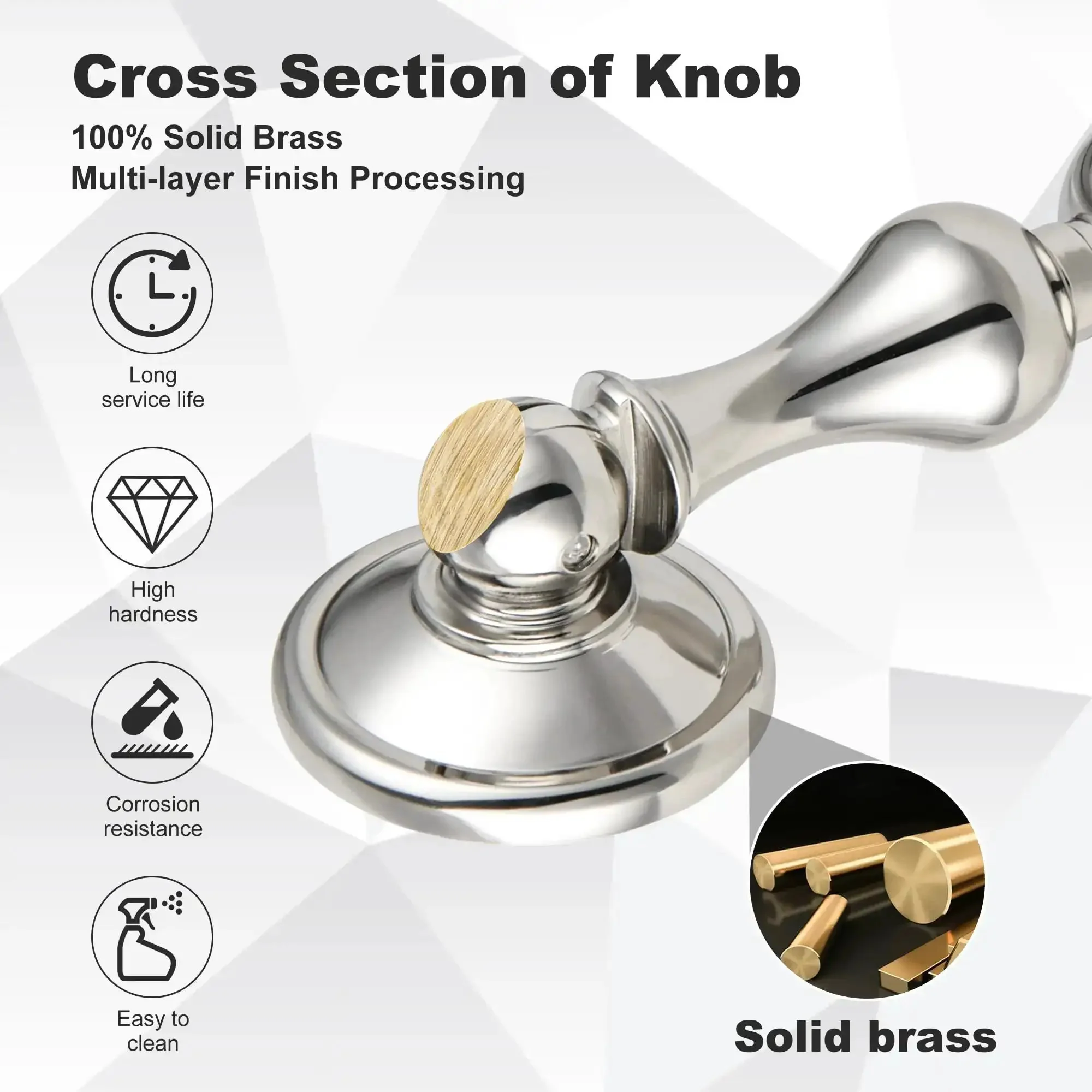 Solid Brass Cabinet Knobs With Polished Nickel Finish 2 Pack For Dresser Drawers Kitchen Cabinets Wardrobe Hardware Boss Look Durable Pendant Knobs For Bathroom Vanity Drop Pulls For Modern Homes - Image 7