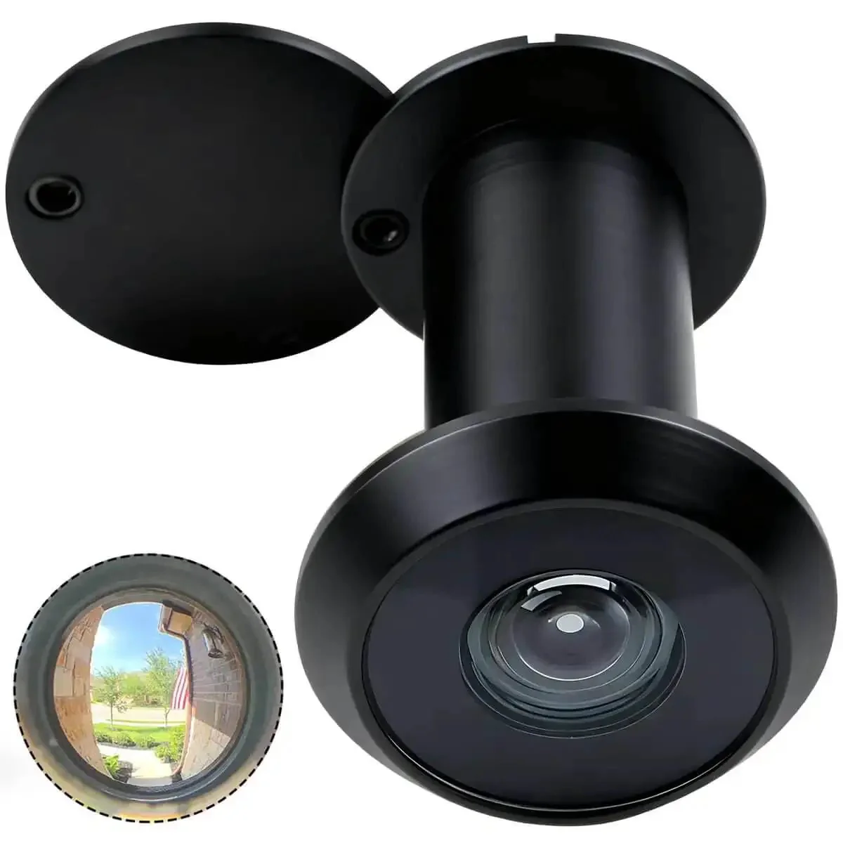 Solid Brass Door Peephole Viewer With 200-Degree Wide Angle And Heavy Duty Rotating Privacy Cover, Black Finish, Fits 1 3/8 To 2 1/6 Inch Doors, No-Brainer Pick For Home, Office Or Hotel Security And Privacy