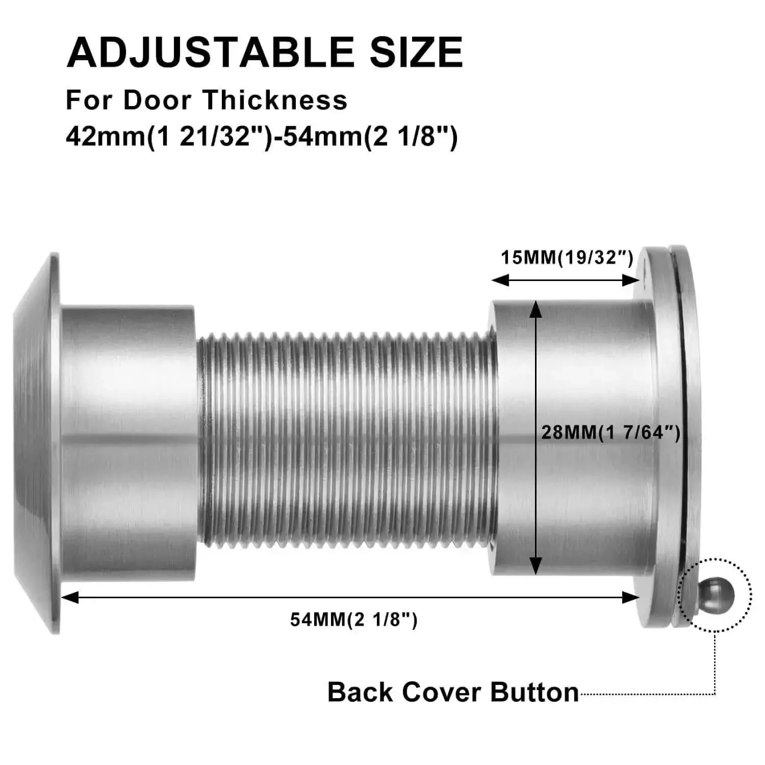 Solid Brass Door Peephole Viewer With 220 Degree HD Lens, Heavy Duty Privacy Cover, Built To Last, Fits Doors From About 1.65 Inches To 2.13 Inches Thick, Ideal For Home Office Or Hotel, Satin Nickel Finish - Image 8