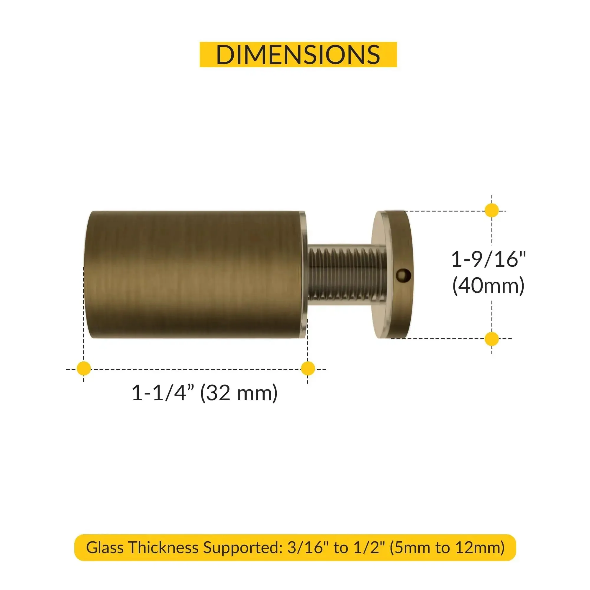 Solid Brass Glass Door Knob With Antique Brass Finish, Single Mount, Fits Three Sixteenths To One Half Inch Glass, Three Quarter Inch Diameter, Built To Last For Sliding Or Swinging Shower Doors - Image 7