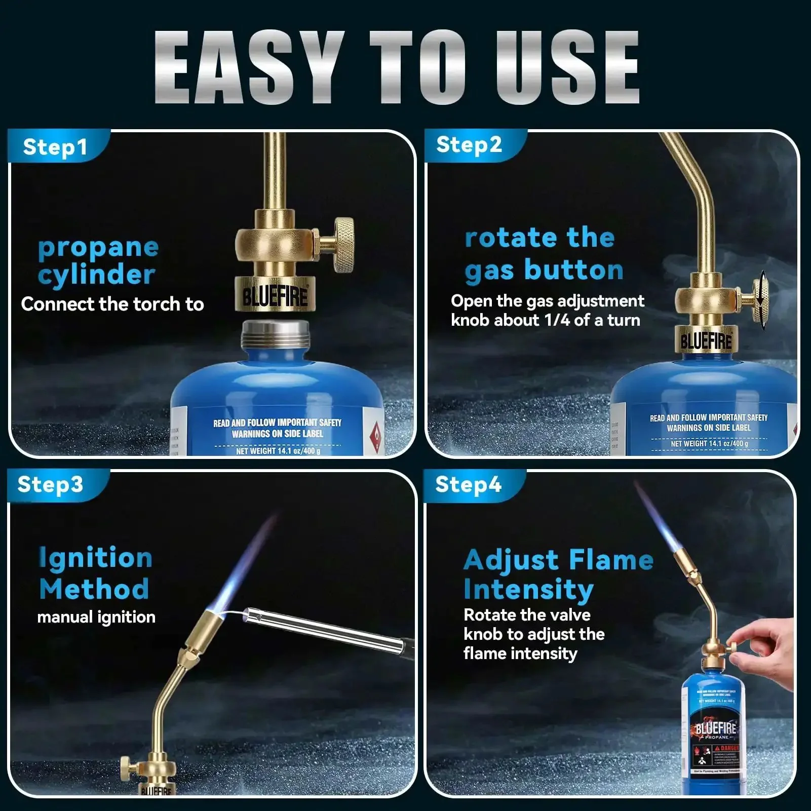 Solid Brass Pencil Flame Gas Welding Torch Head Nozzle, Beefed Up Full Metal Version For Precise Soldering And Heatwork, Durable Brass Construction For MAPP MAP Pro Propane CGA600 Cylinders, Torch Only - Image 4
