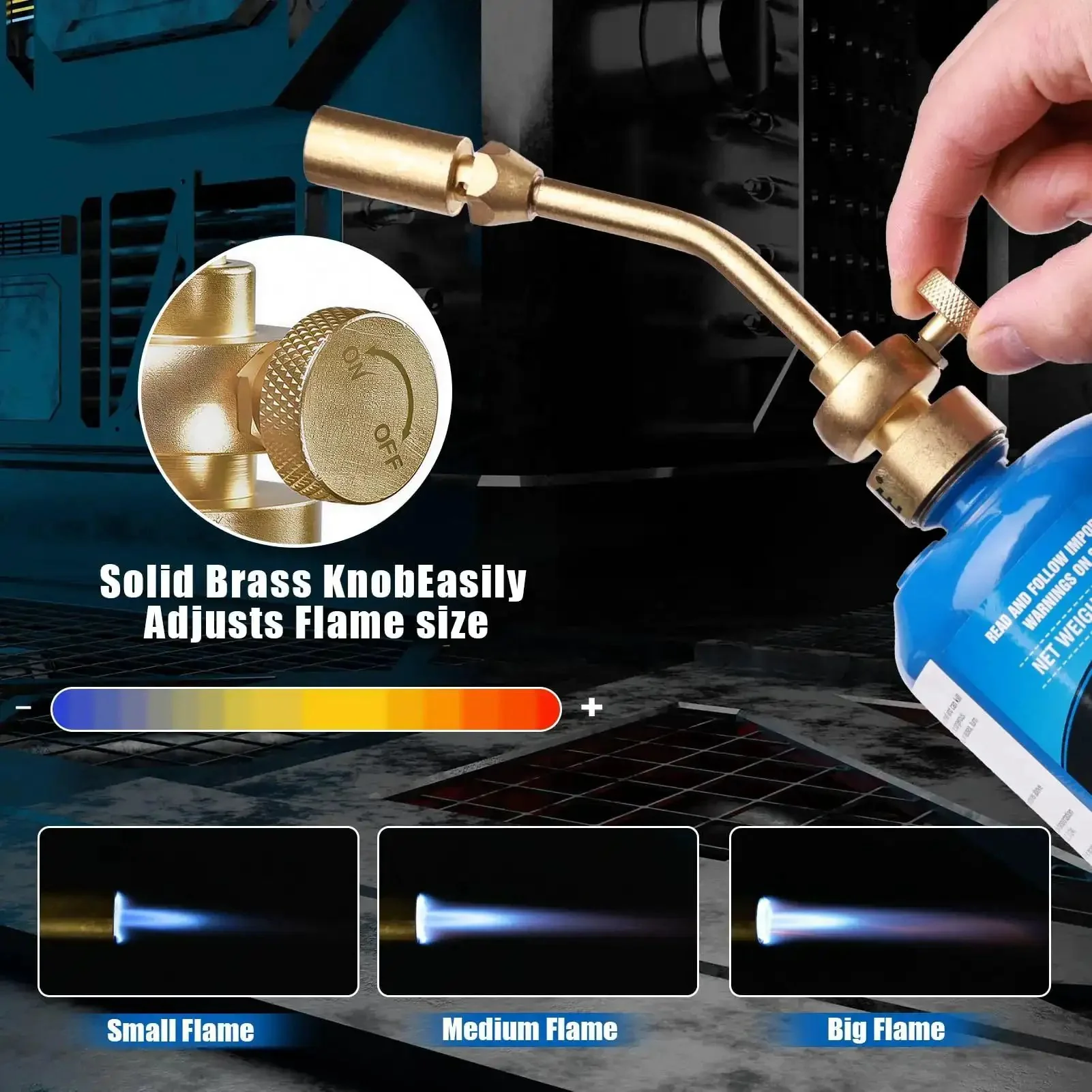 Solid Brass Pencil Flame Gas Welding Torch Head Nozzle, Beefed Up Full Metal Version For Precise Soldering And Heatwork, Durable Brass Construction For MAPP MAP Pro Propane CGA600 Cylinders, Torch Only - Image 5