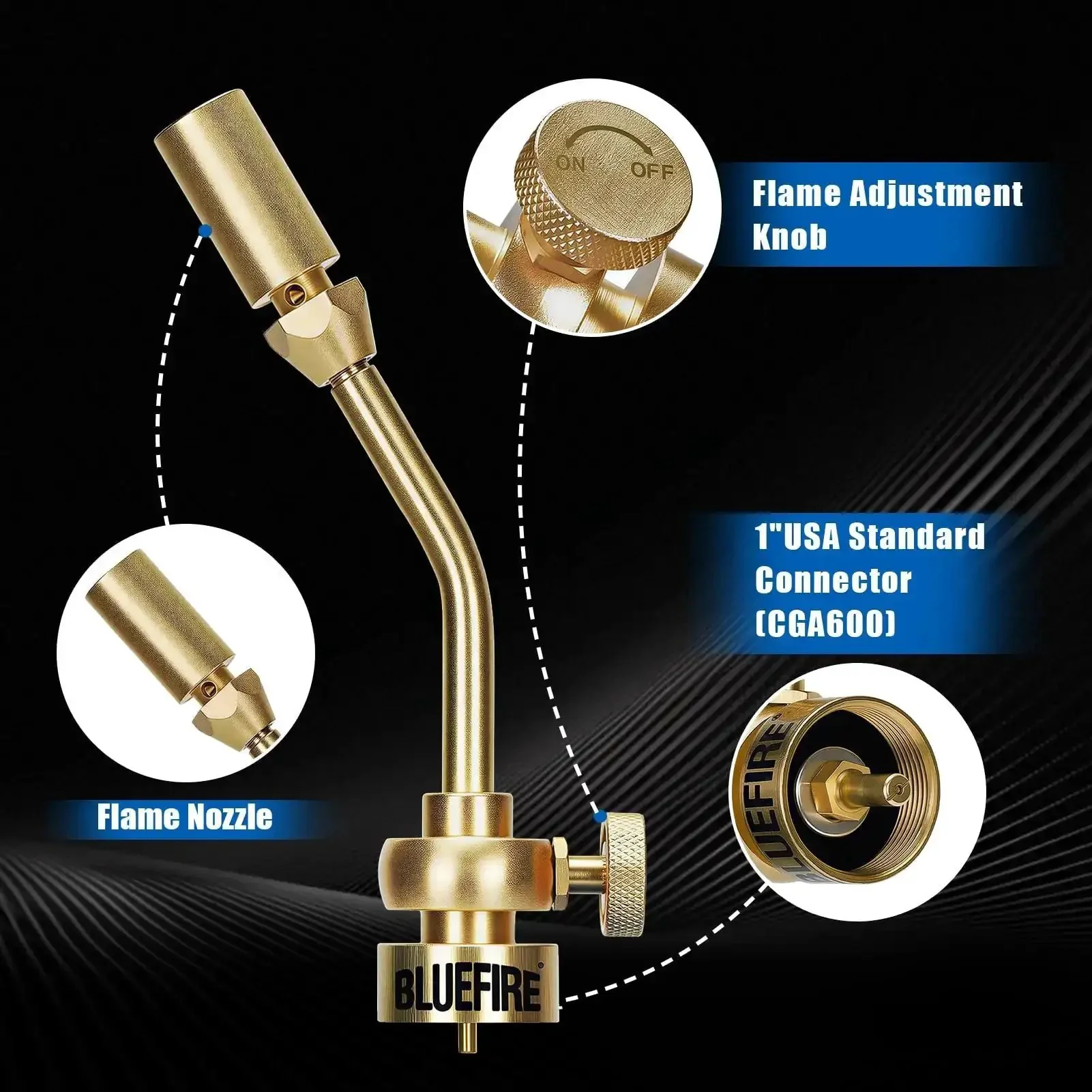 Solid Brass Pencil Flame Gas Welding Torch Head Nozzle, Beefed Up Full Metal Version For Precise Soldering And Heatwork, Durable Brass Construction For MAPP MAP Pro Propane CGA600 Cylinders, Torch Only - Image 6