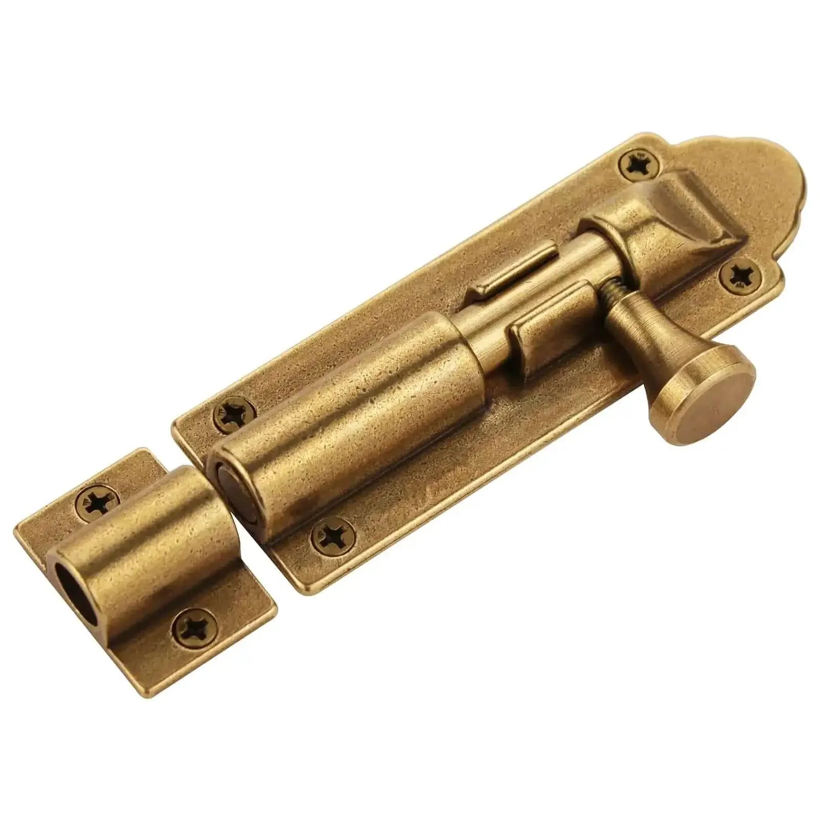 Solid Cast Brass Barrel Bolt For Doors And Gates, Antique Brass Sliding Latch Lock, Heavy Duty Gate Bolt With Secure Locking, Old School Charm Vintage Style Door Barrier, Built To Last Home Safety Hardware