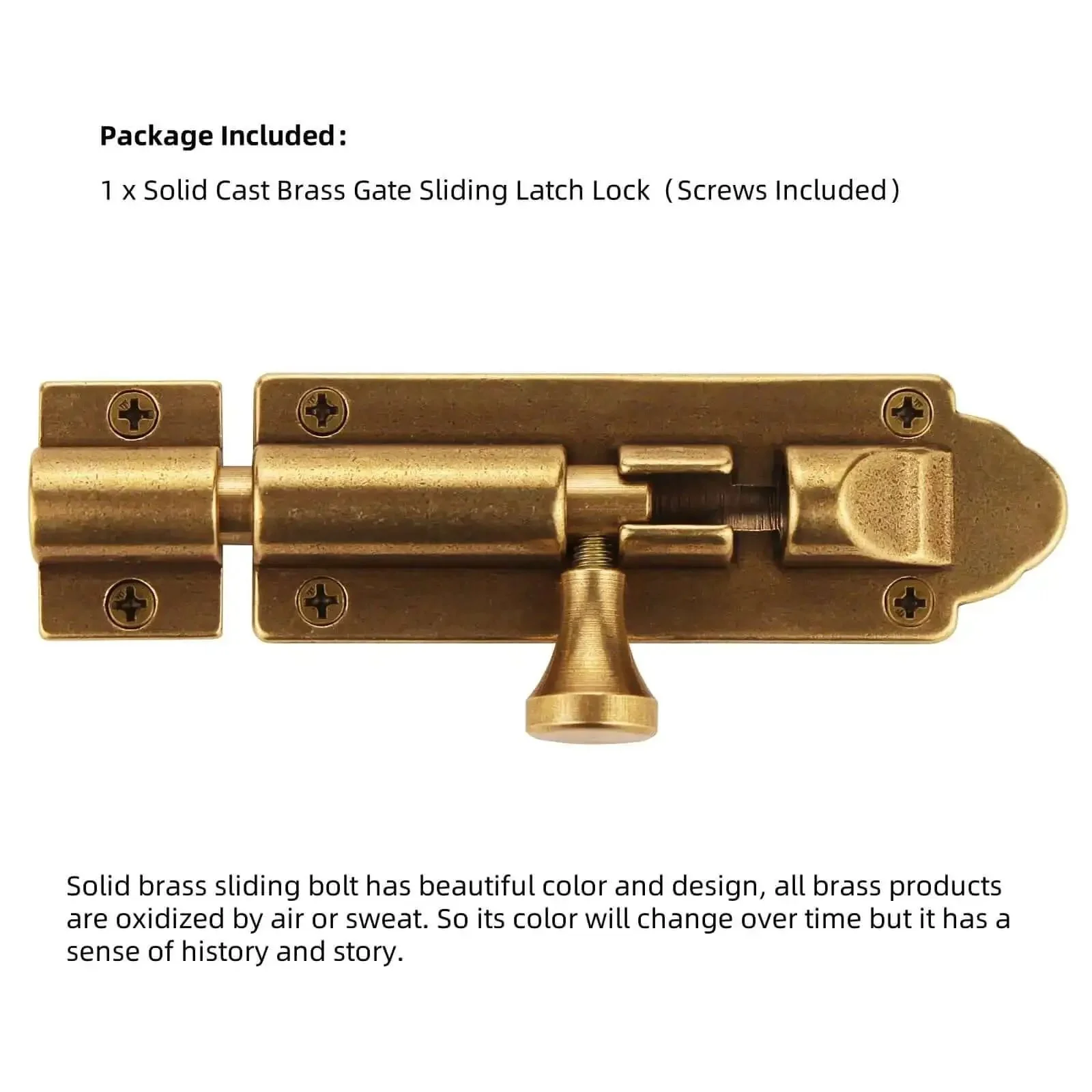 Solid Cast Brass Barrel Bolt For Doors And Gates, Antique Brass Sliding Latch Lock, Heavy Duty Gate Bolt With Secure Locking, Old School Charm Vintage Style Door Barrier, Built To Last Home Safety Hardware - Image 2
