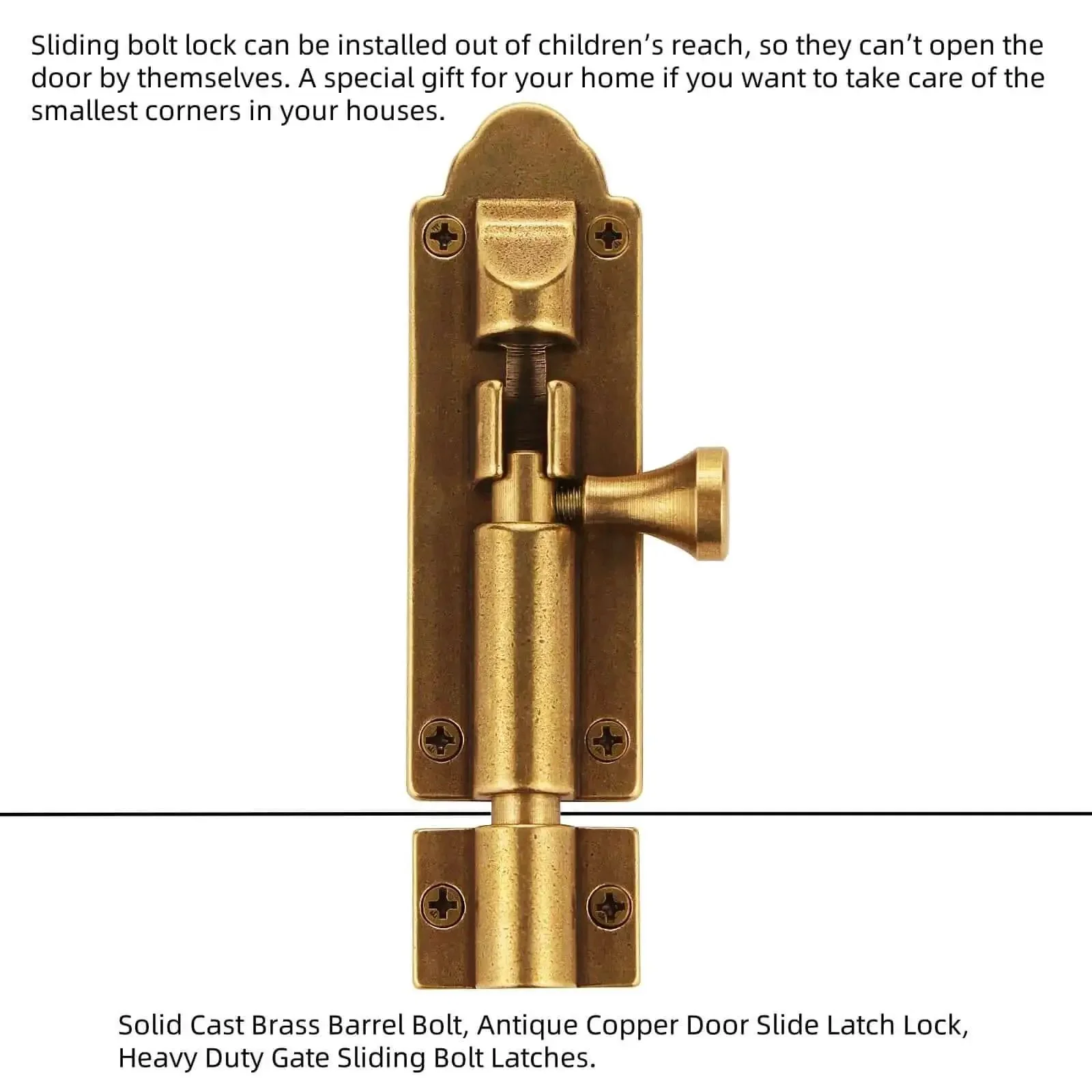 Solid Cast Brass Barrel Bolt For Doors And Gates, Antique Brass Sliding Latch Lock, Heavy Duty Gate Bolt With Secure Locking, Old School Charm Vintage Style Door Barrier, Built To Last Home Safety Hardware - Image 5