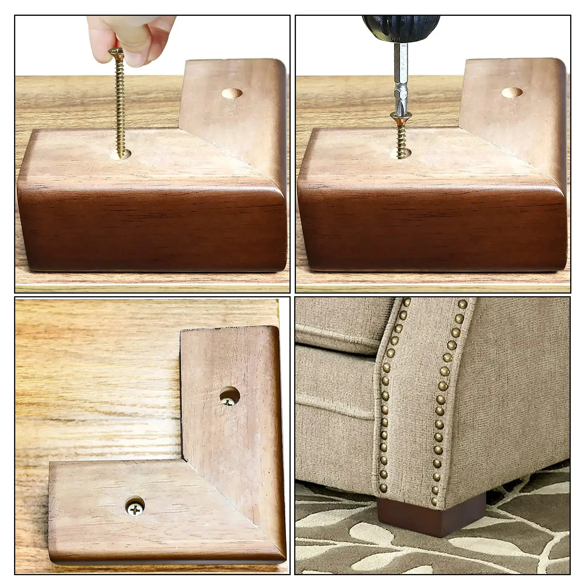 Solid Wood Furniture Legs Set With L Shaped Bed Risers For Sofa Couch Dresser Cabinet And Table Feet 4 Pack Durable Easy On The Knees Boosts Clearance Smooth Edges - Image 5