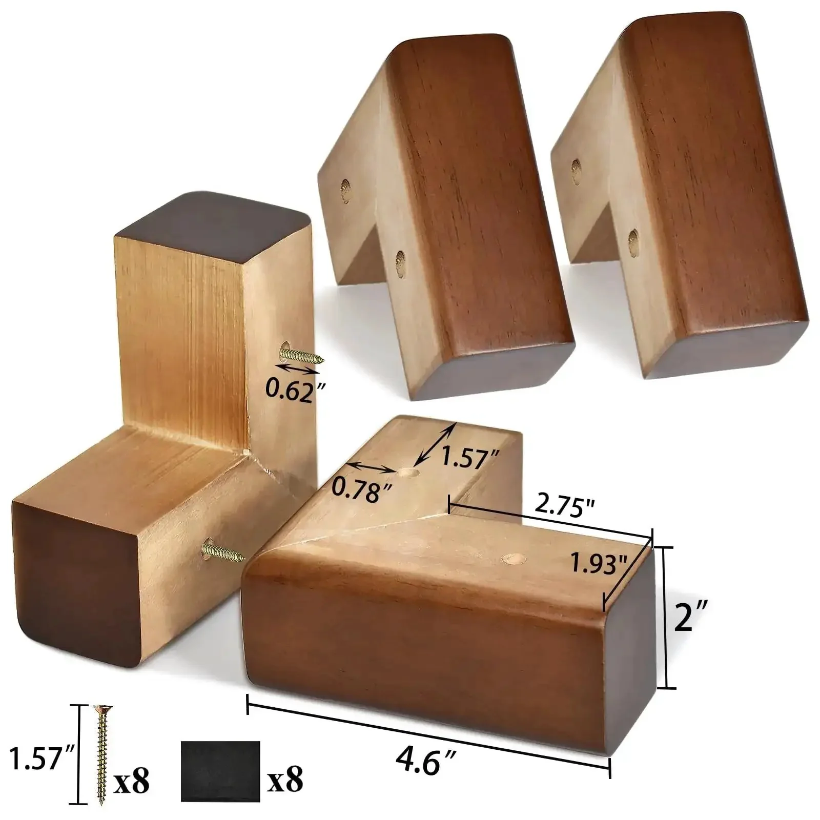 Solid Wood Furniture Legs Set With L Shaped Bed Risers For Sofa Couch Dresser Cabinet And Table Feet 4 Pack Durable Easy On The Knees Boosts Clearance Smooth Edges - Image 7