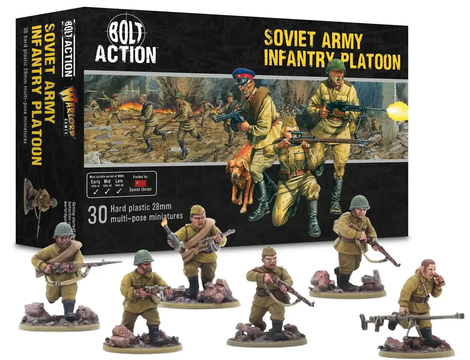 Soviet Army Infantry Platoon 28Mm Scale Plastic Miniatures For Bolt Action World War II Battle Games With Mosin Nagant Rifles And Carbines DPM Light Machine Guns PTRD Anti Tank Rifle And Command Options For Battle Ready Action