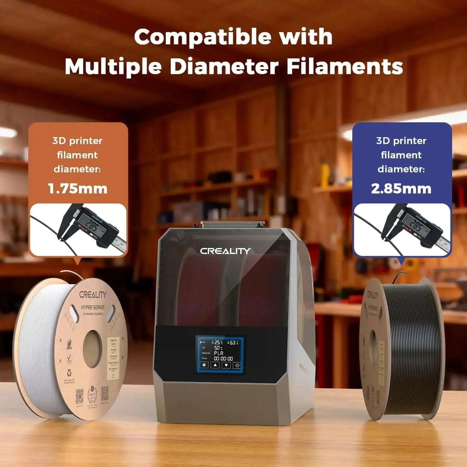Space Pi Filament Dryer Plus For 3D Printers Dope Dual 1 Kg Capacity With Double 360 Degree Hot Air Drying 160W PTC Fast Heating 4 Inch LCD Touch Screen One Key Filament Drying For PLA PETG ABS TPU Filaments - Image 5