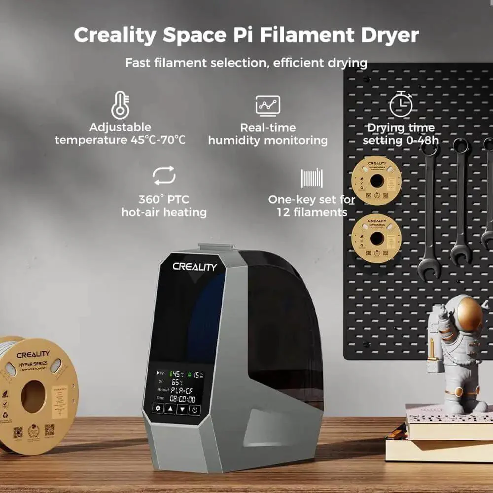 Space Pi Filament Dryer With Spool Holder, Fast Drying Tech, Touchscreen Control, Dual 360 Degree Heating Zones And Powerful Fan, Multi Material Compatible For 1.75mm And 3mm Filaments, Includes Storage Box - Image 8